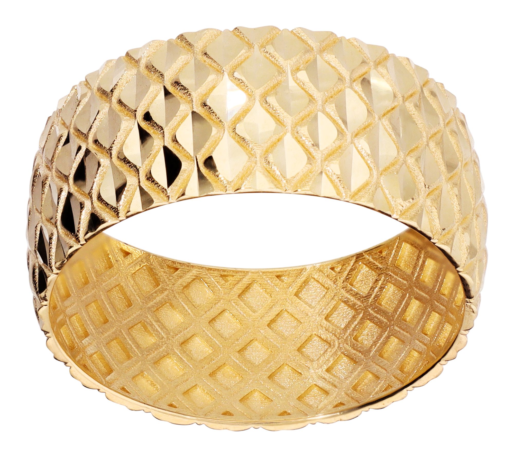 Italian Gold Wide Textured Band Ring, 14K