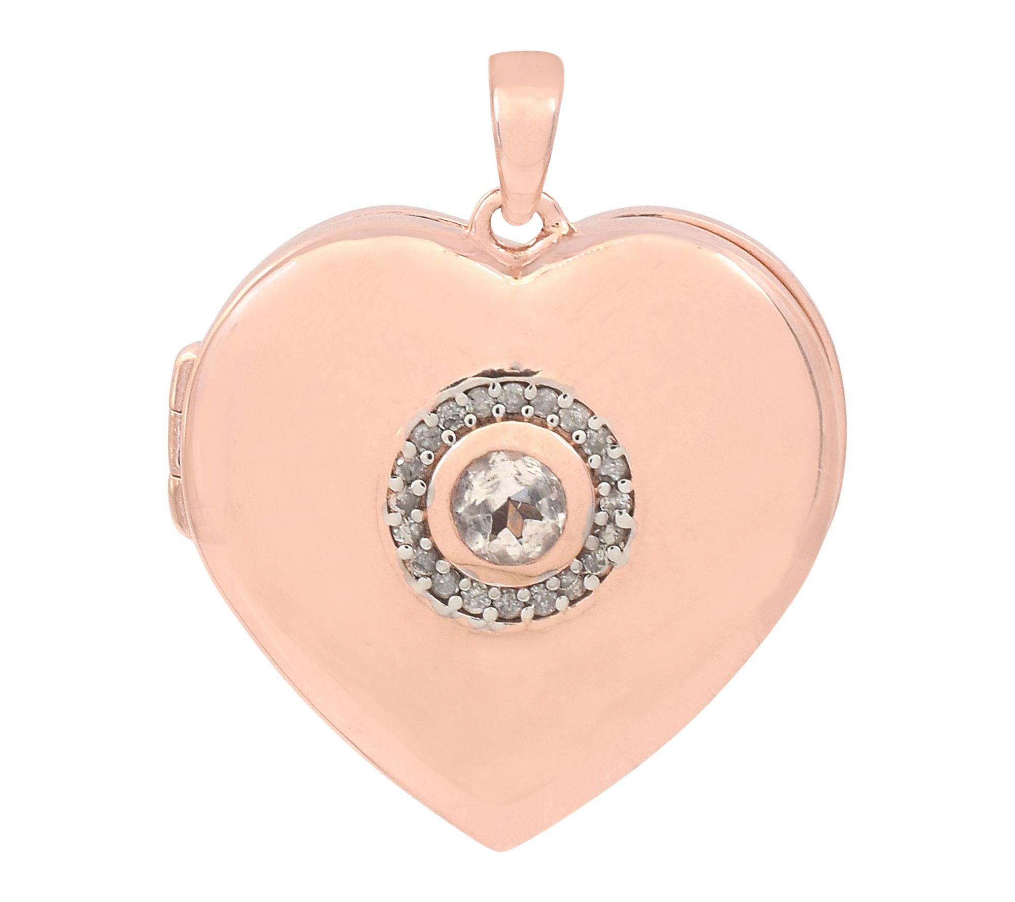 Affinity Diamonds & Morganite Heart Locket, 14KRose Plated