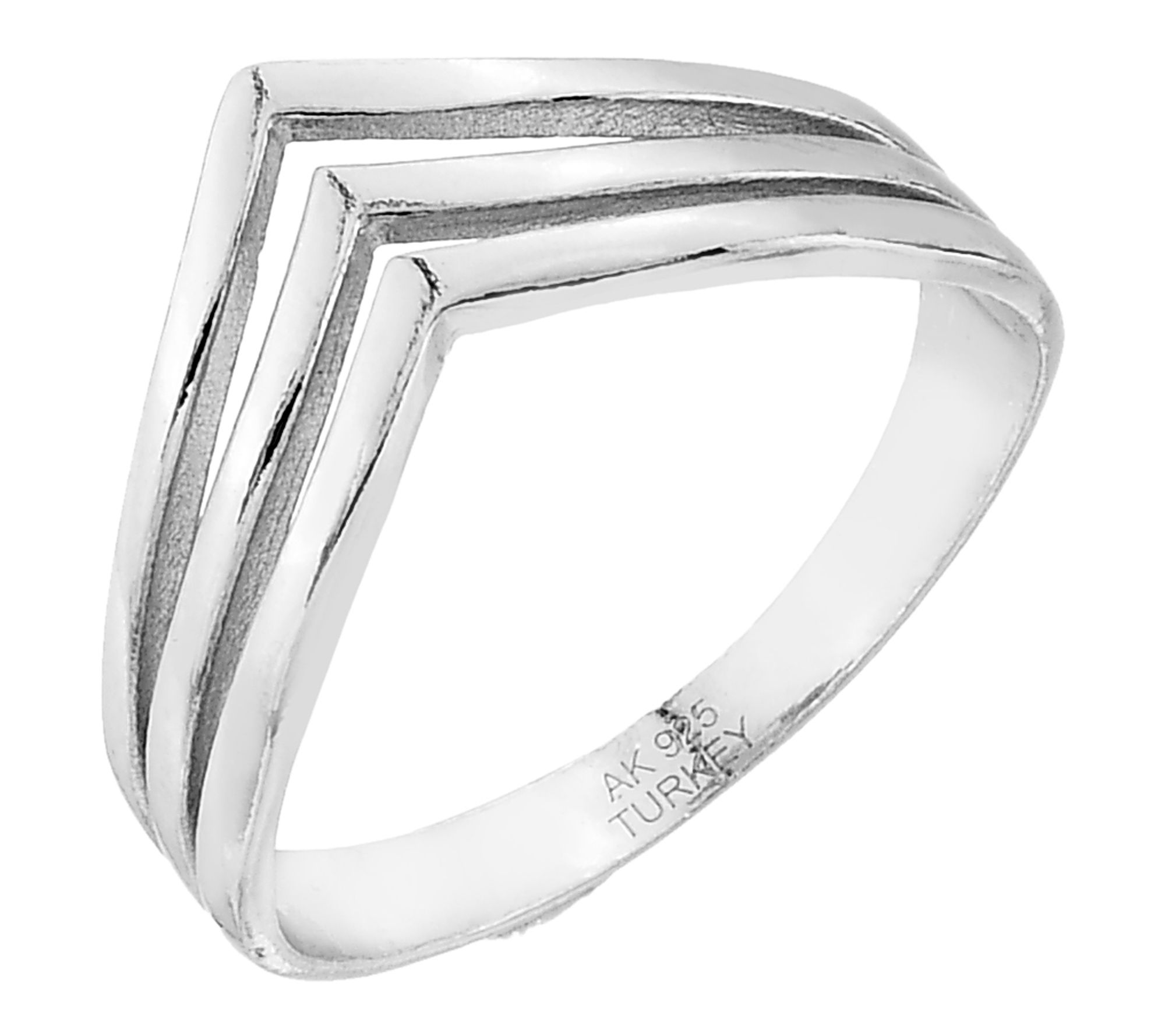 Silver Style Multi-Row Chevron Polished Ring, Sterling