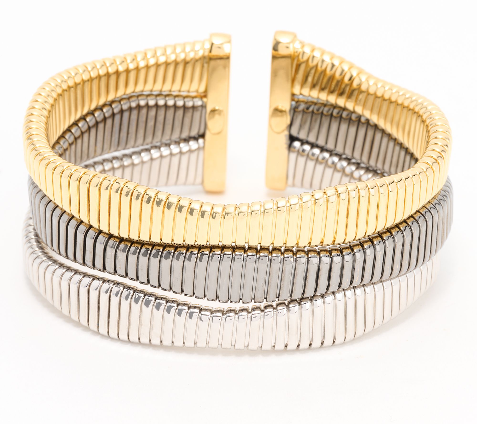 "As Is" David Markstein Bronze Bold 3-Row Tubogas Cuff Bracelet