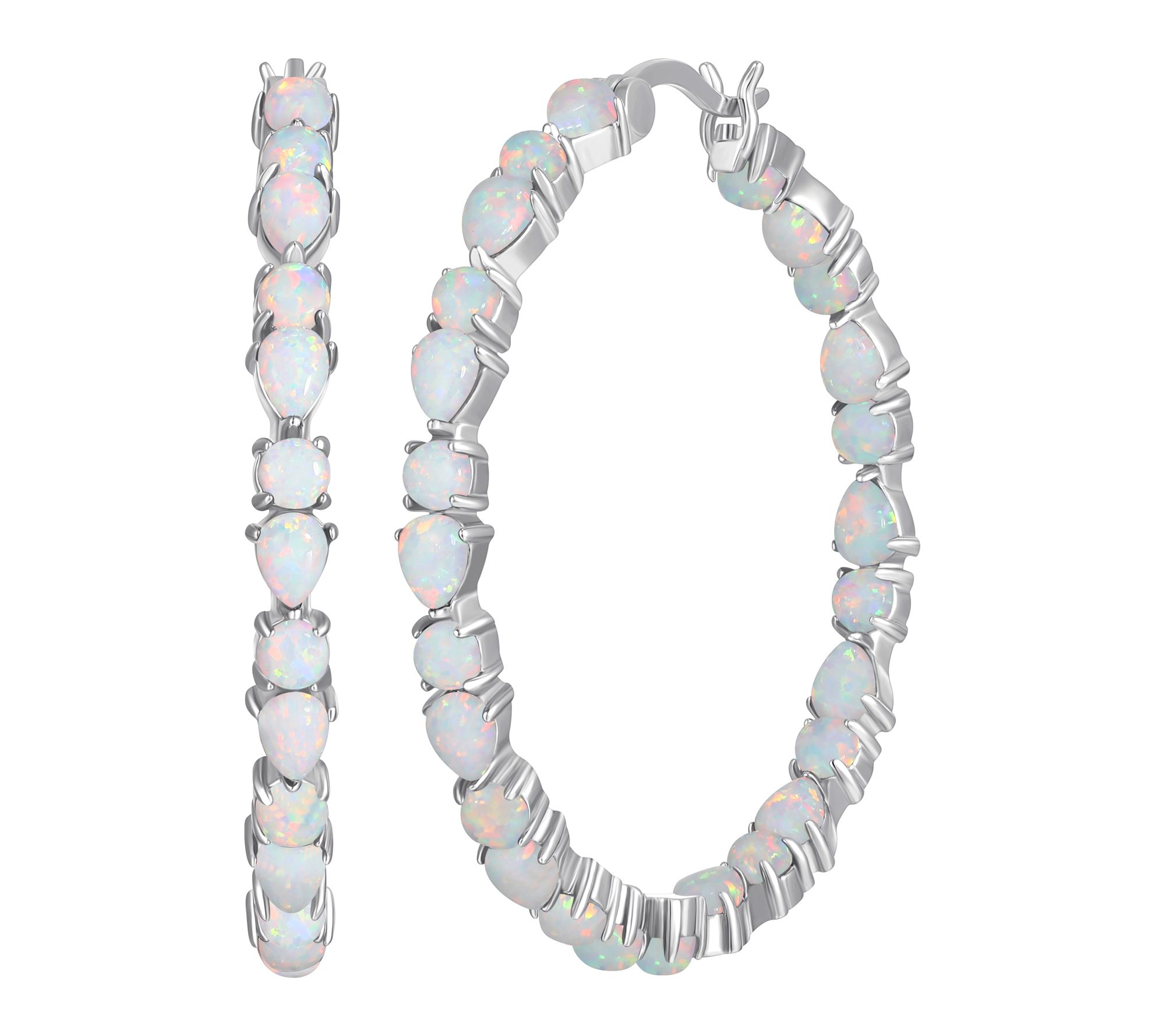 Affinity Gems Opal Hoop Earrings, Sterling Silver