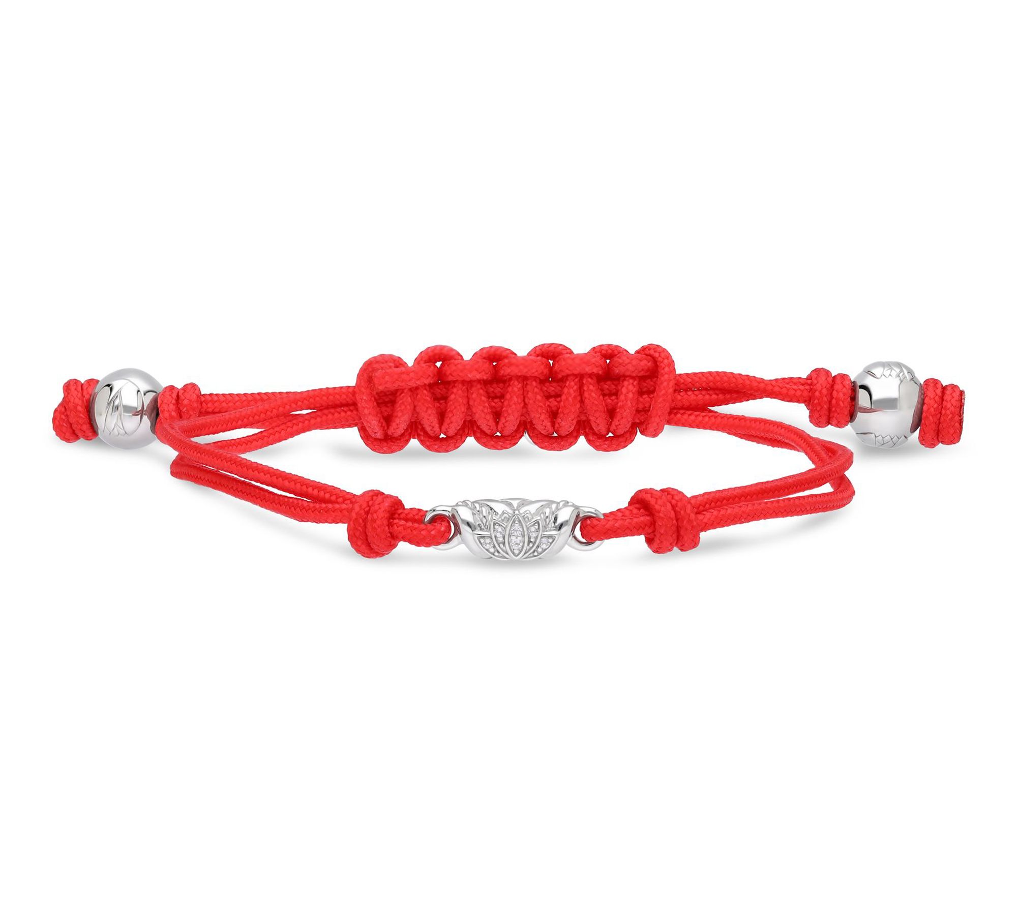 Goddaughters Sterling White Topaz Lotus Red Cord Bracelet