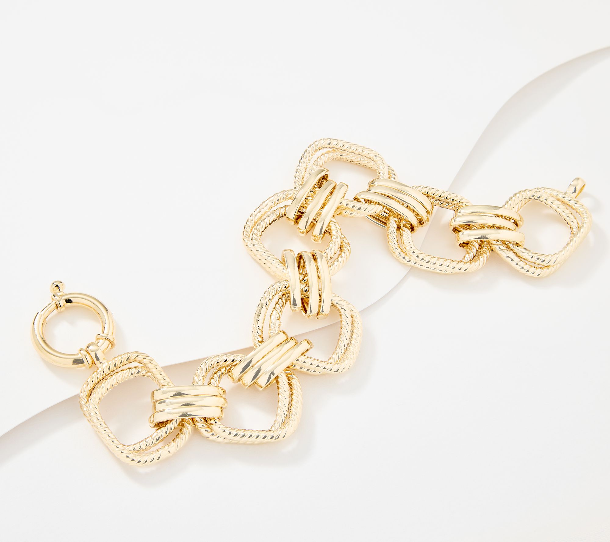 Silver Style Polished & Rope Texture O-Clasp Bracelet, Sterling Silver