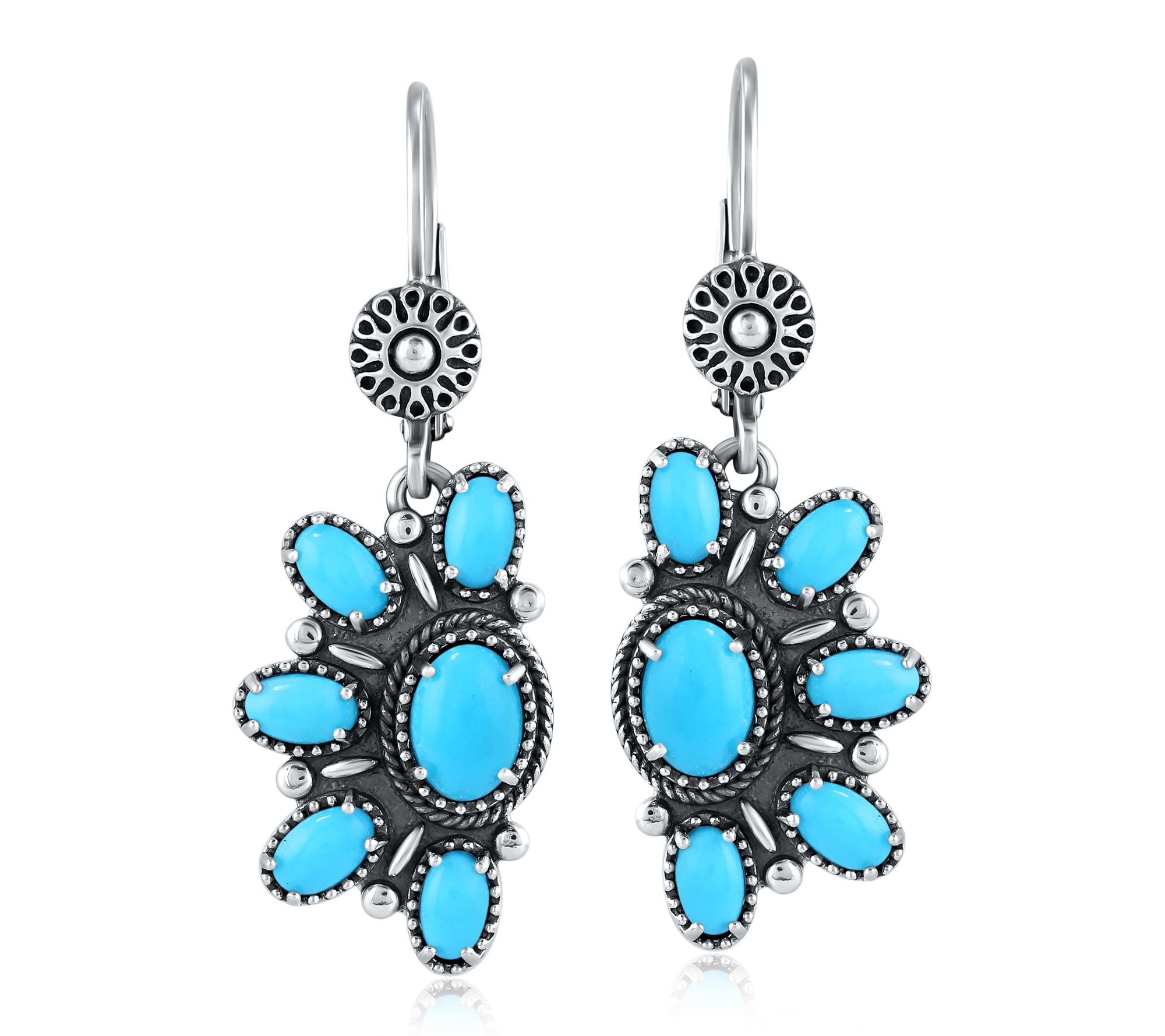 American West Sterling Turquoise Lever Back Earrings