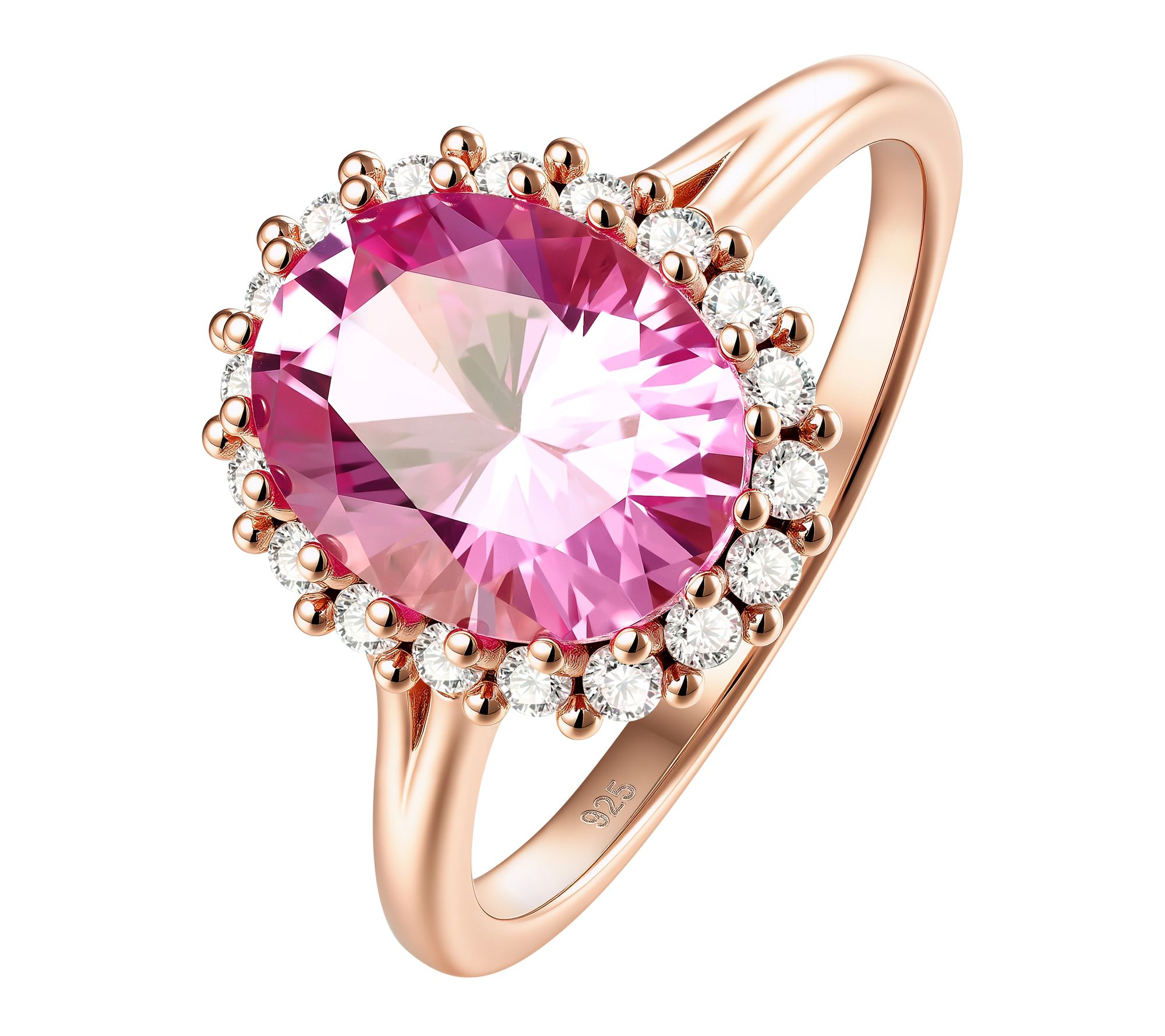  Fire Light Lab Grown Diamond Halo & Sapphire Ring, Sterling