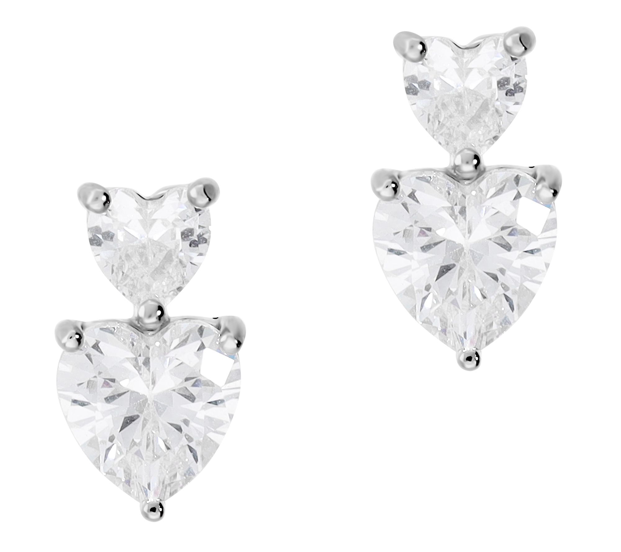 Diamonique Heart Shape Stud Earrings, SterlingSilver