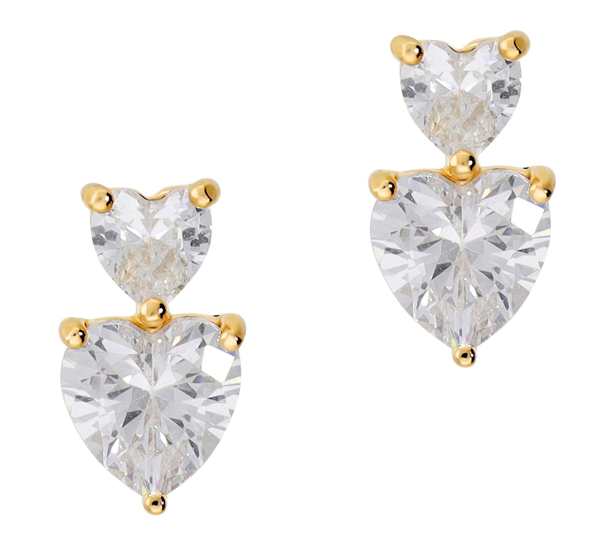 Diamonique Heart Shape Stud Earrings, SterlingSilver