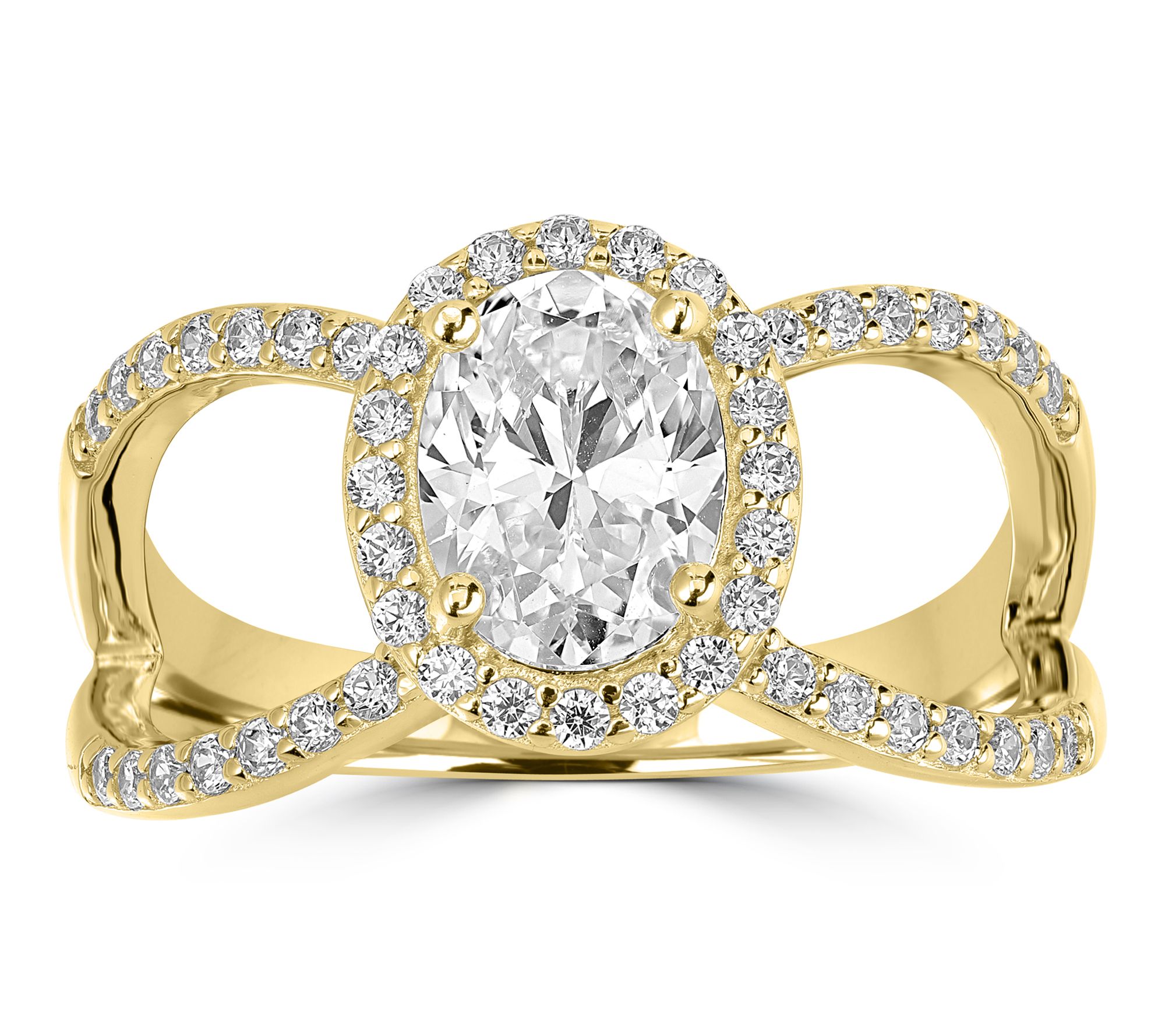 Diamonique x Kathy Levine Oval Halo Ring, Sterling Silver