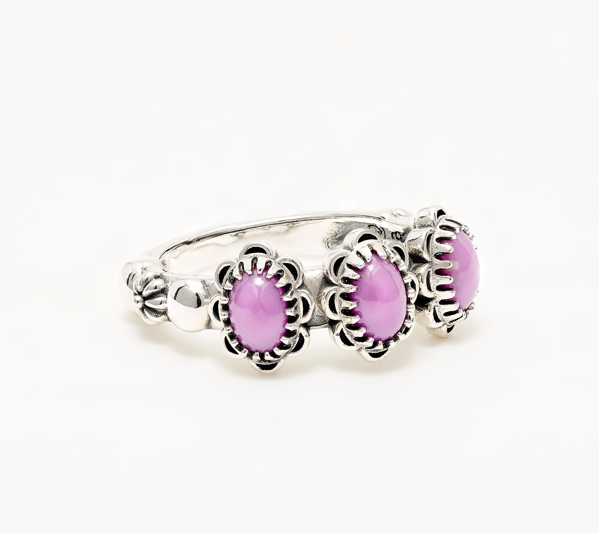 American West Sterling Concha Gemstone 3 Stone Ring