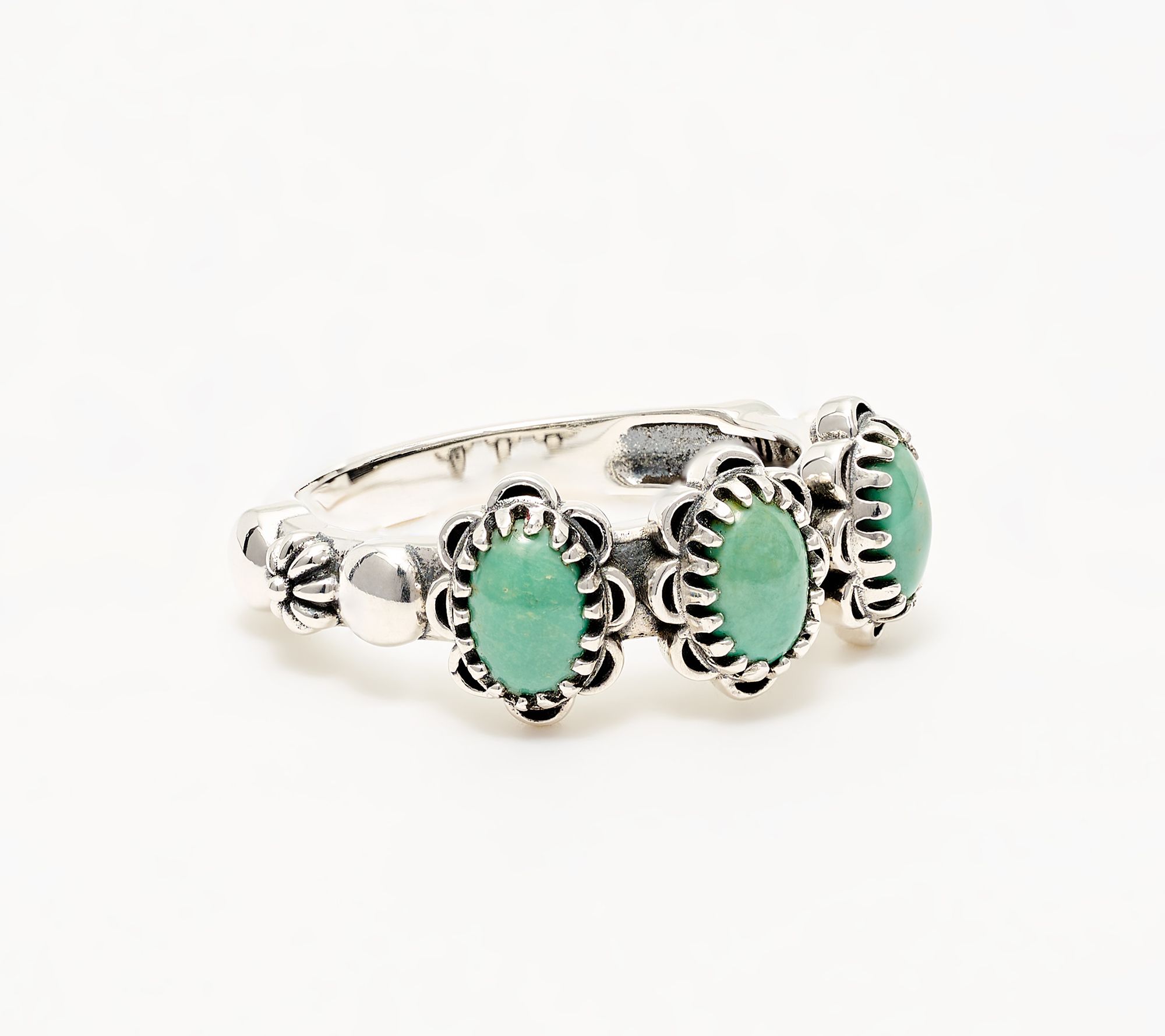 American West Sterling Concha Gemstone 3 Stone Ring
