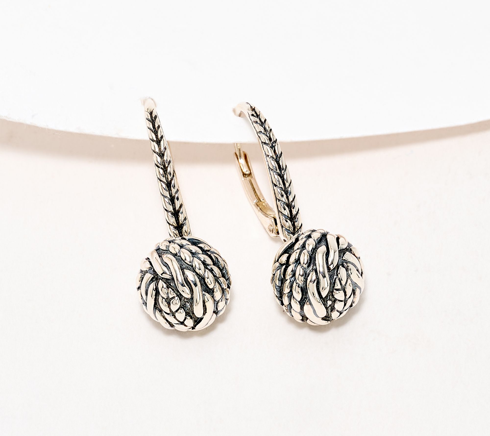 JAI Ireland Sterling Silver Cable Knit 1" Leverback Earrings