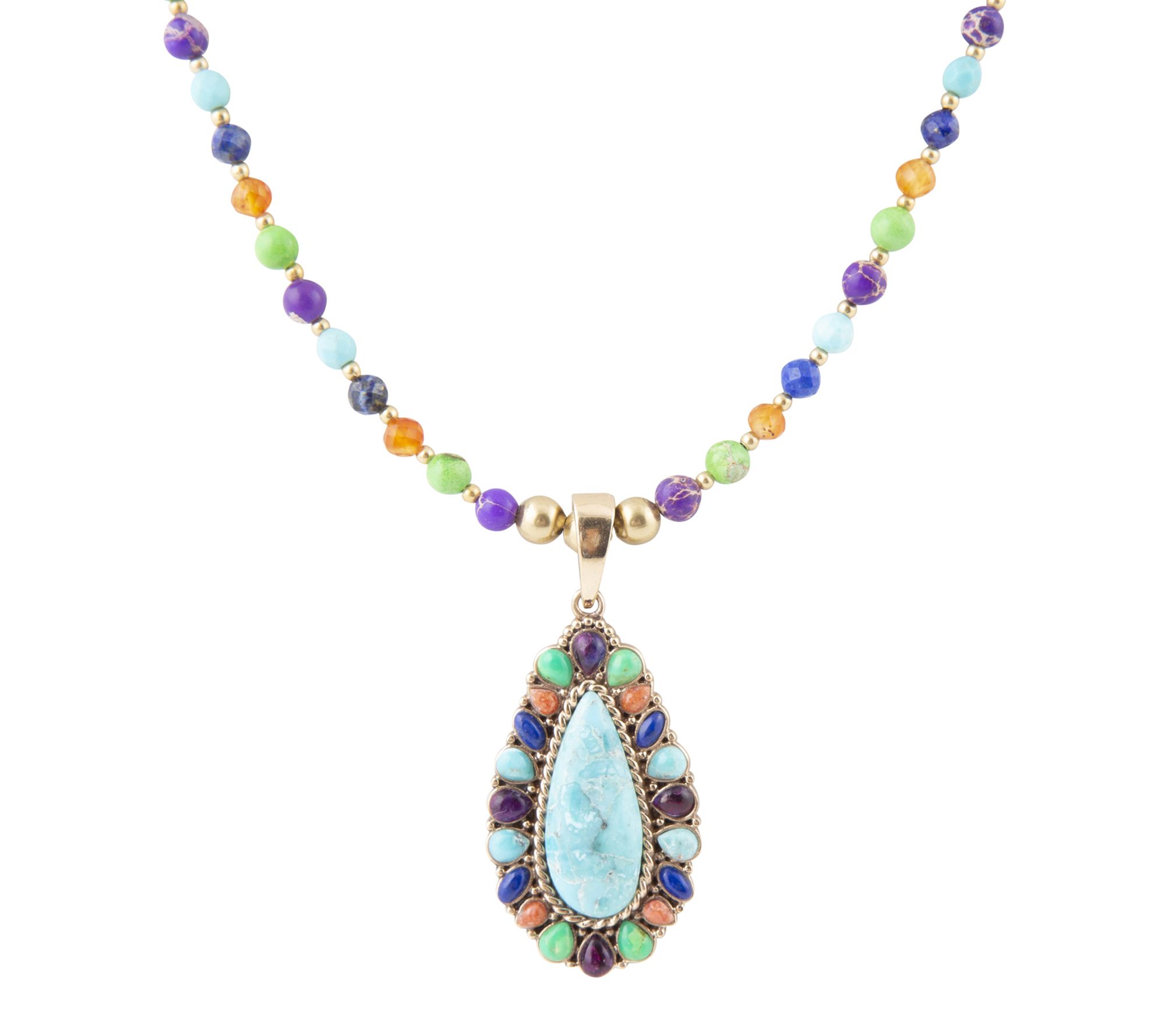 Barse Artisan Crafted Concho Multi-Gemstone Necklace