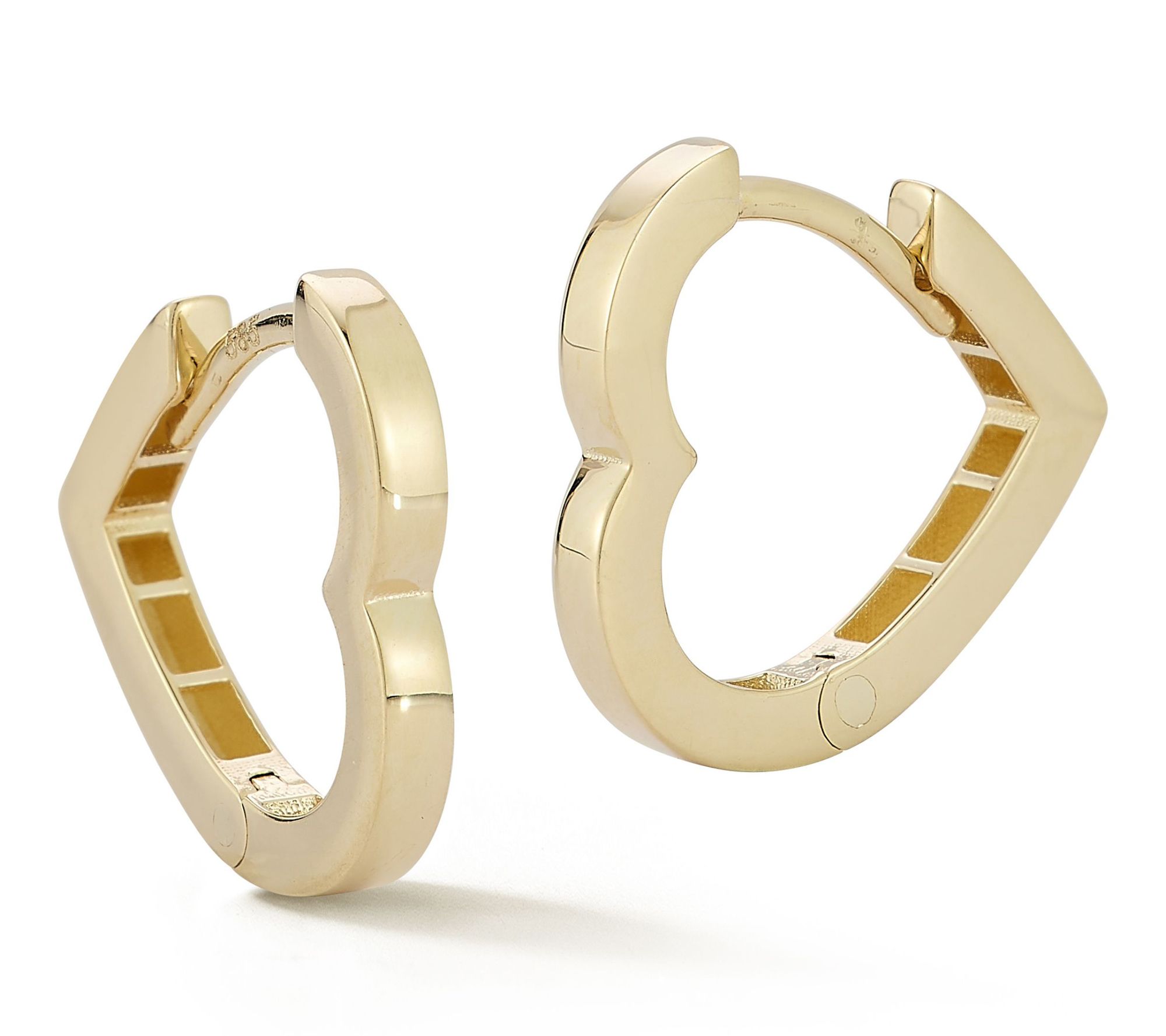 Italian Gold Sideways Heart Huggie Hoop Earrings, 14K