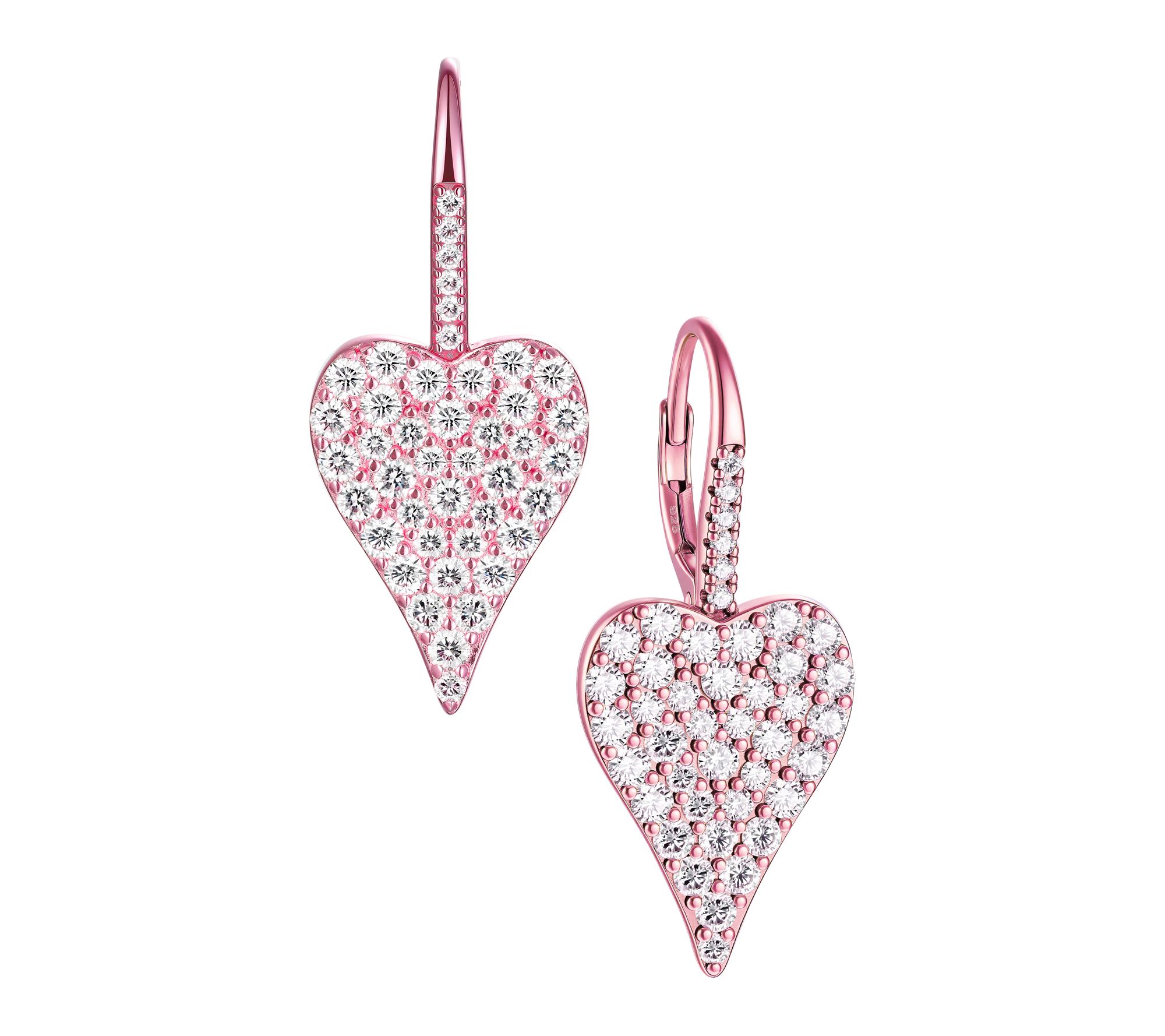 Diamonique x Jennifer Miller Pave Heart Earrings, Sterling