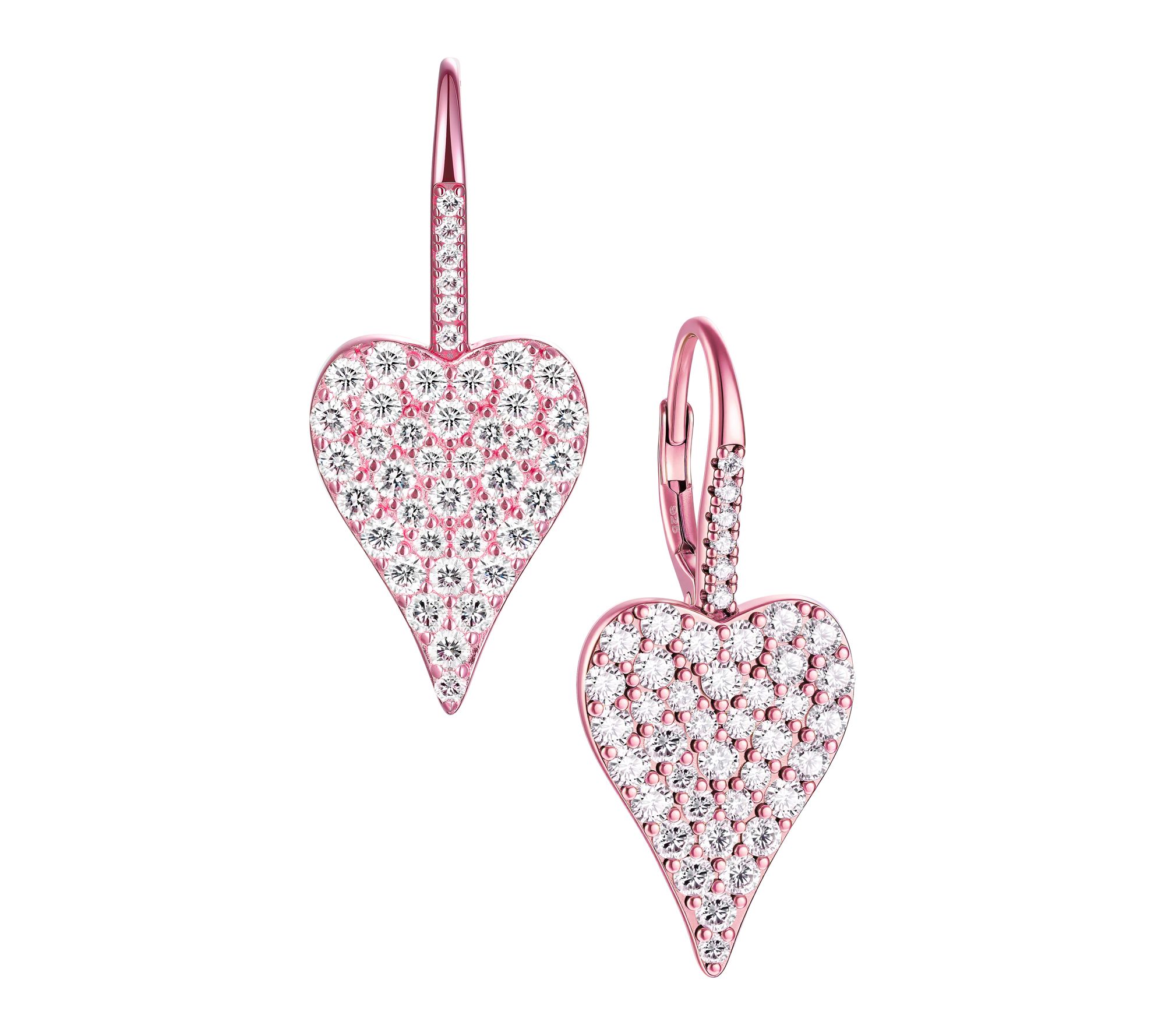 Diamonique x Jennifer Miller Pave Heart Earrings, Sterling