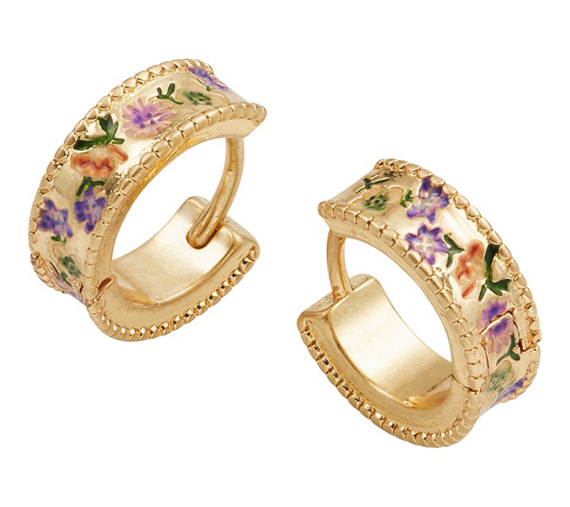 Fable England Folksy Floral Huggie Hoop Earrings