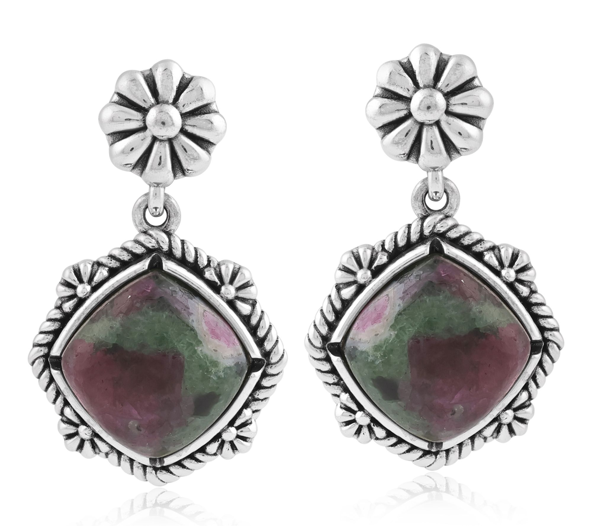 American West Sterling Cushion Cut Gemstone Con ha Earrings