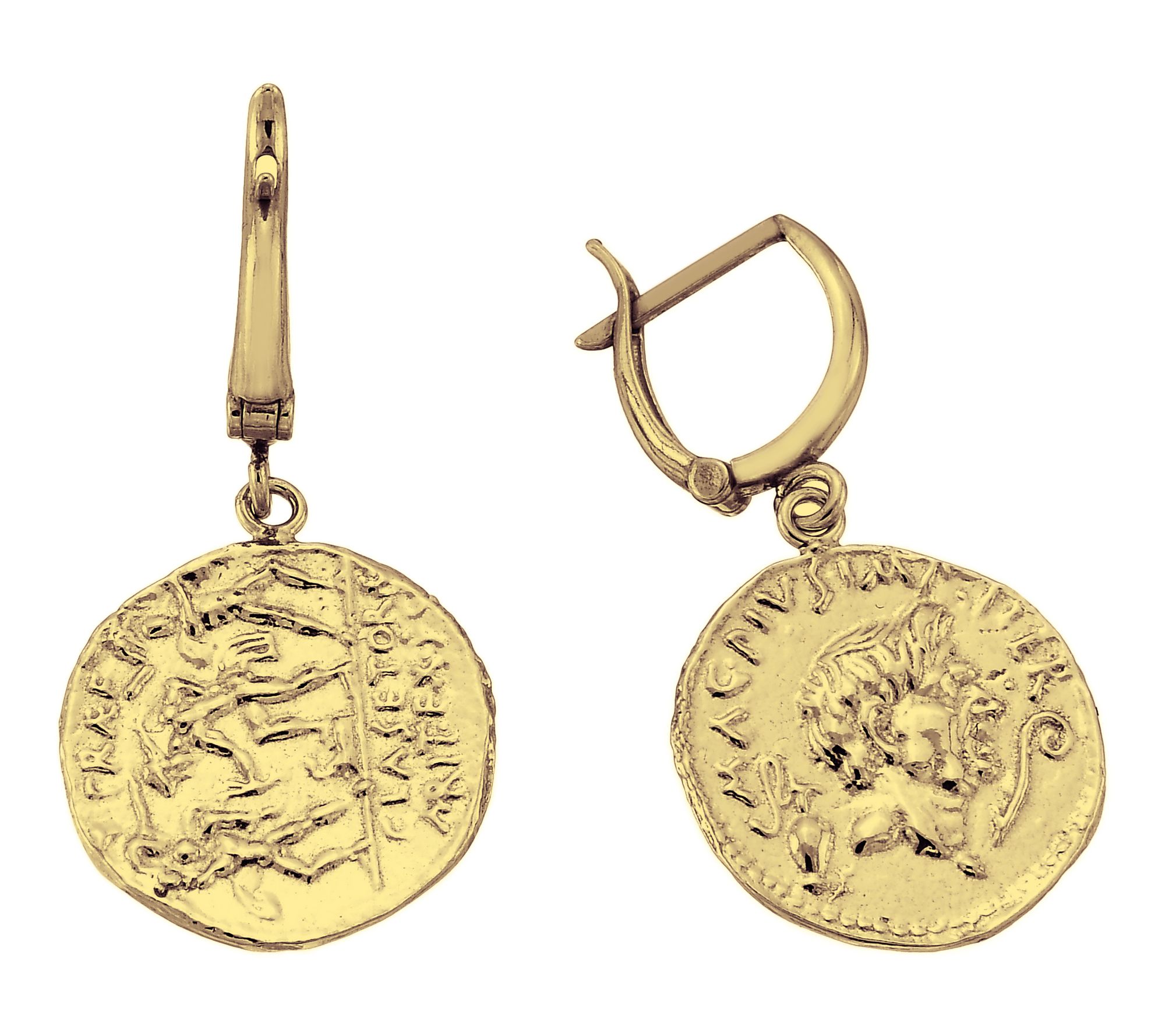 Silver Style Coin Drop Earrings, Sterling