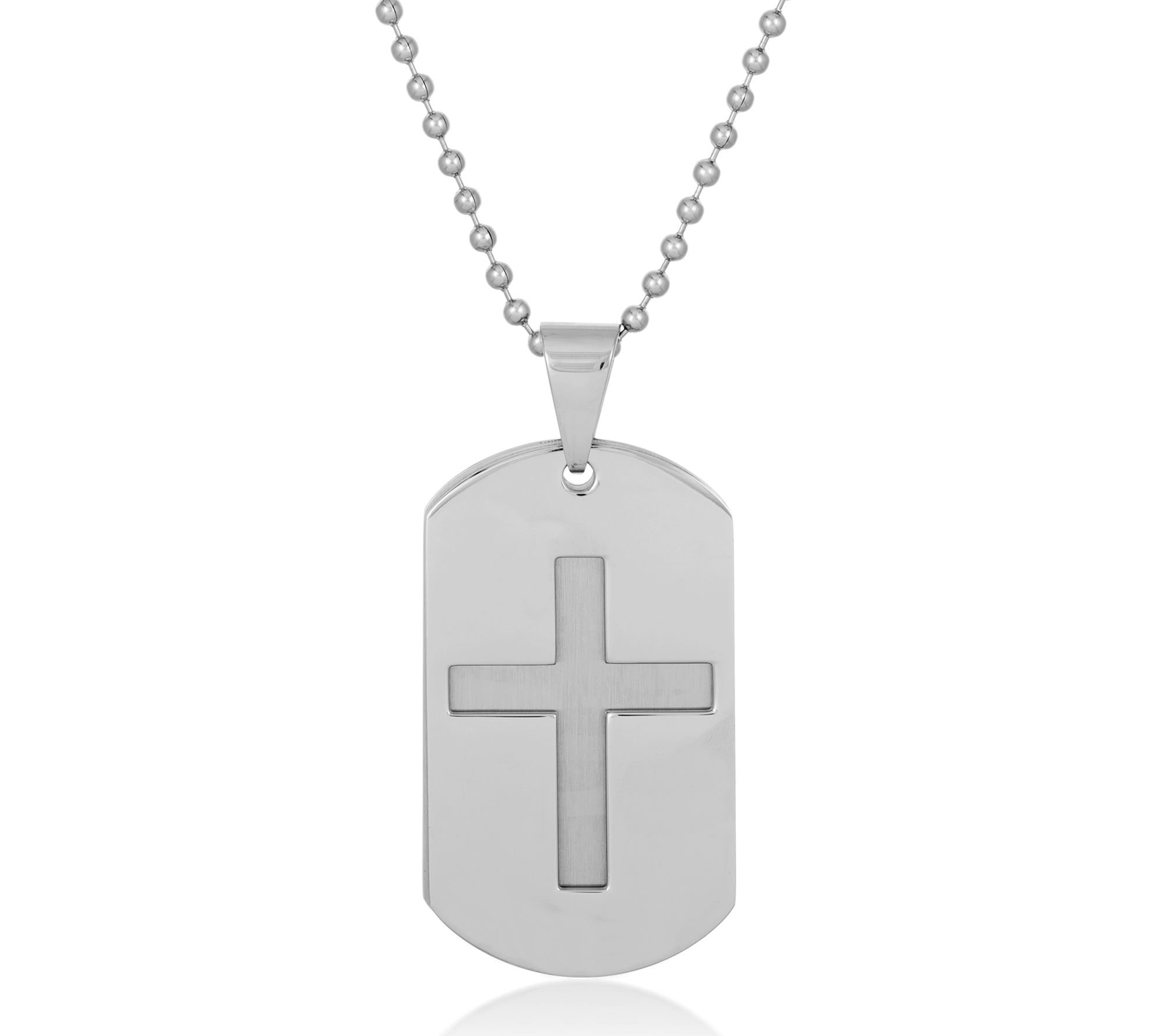 LYNX Men's Stainless Steel Dog Tag Cross Pendant w/ Chain