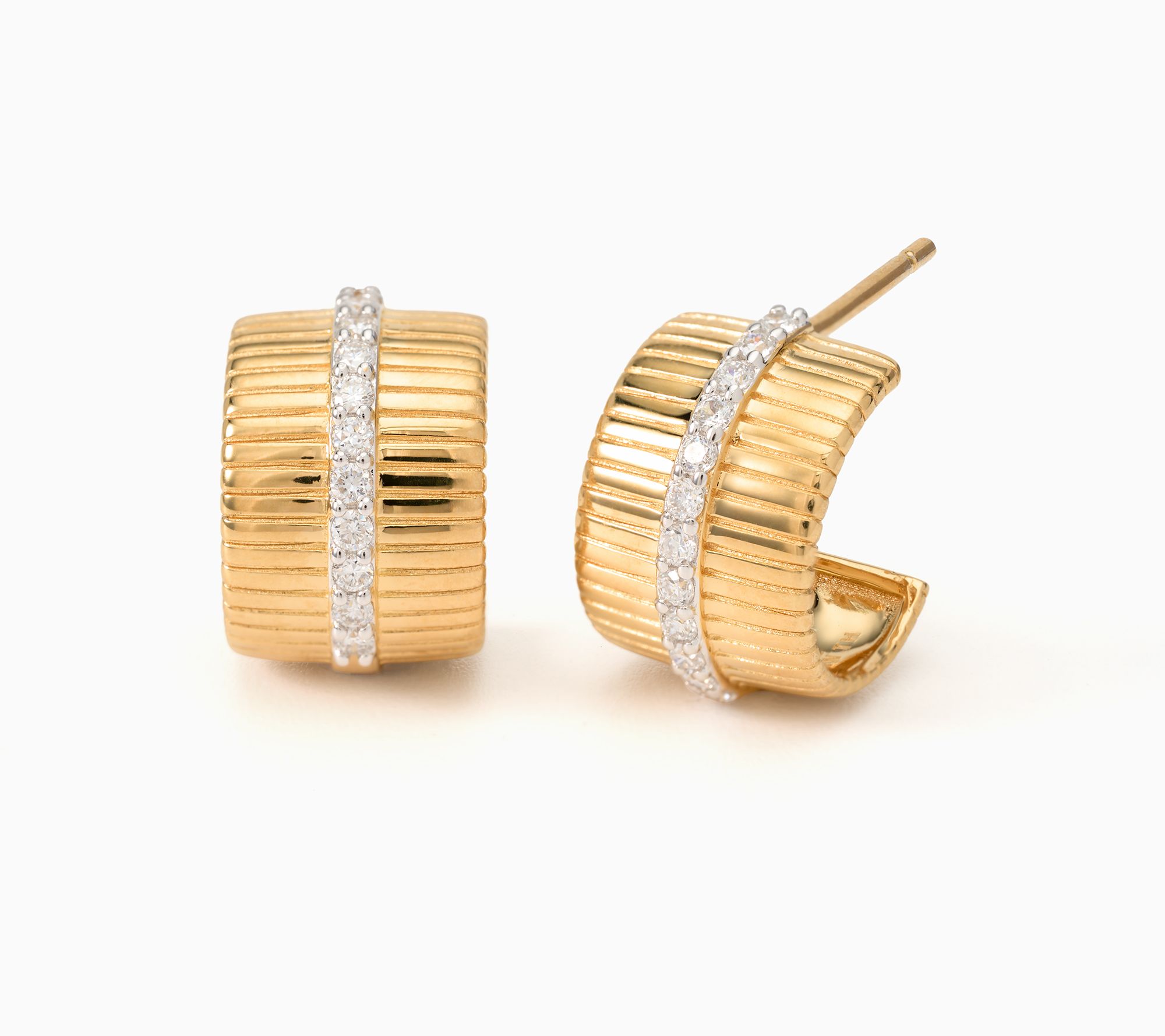 JEN by Jennifer Miller 0.30ctw Fluted Huggie Earrings, Sterl