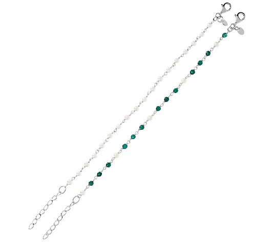 Honora Cultured Pearl Set of 2 Bracelets, Sterling