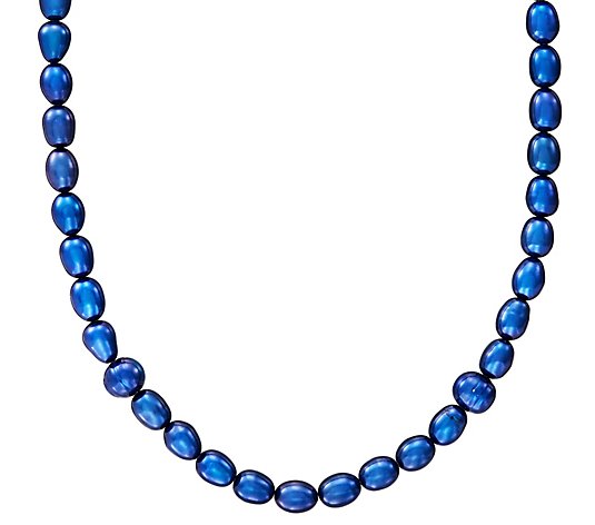 Honora Endless Indigo Rice & Ringed Cultured Pearl Necklace - QVC.com