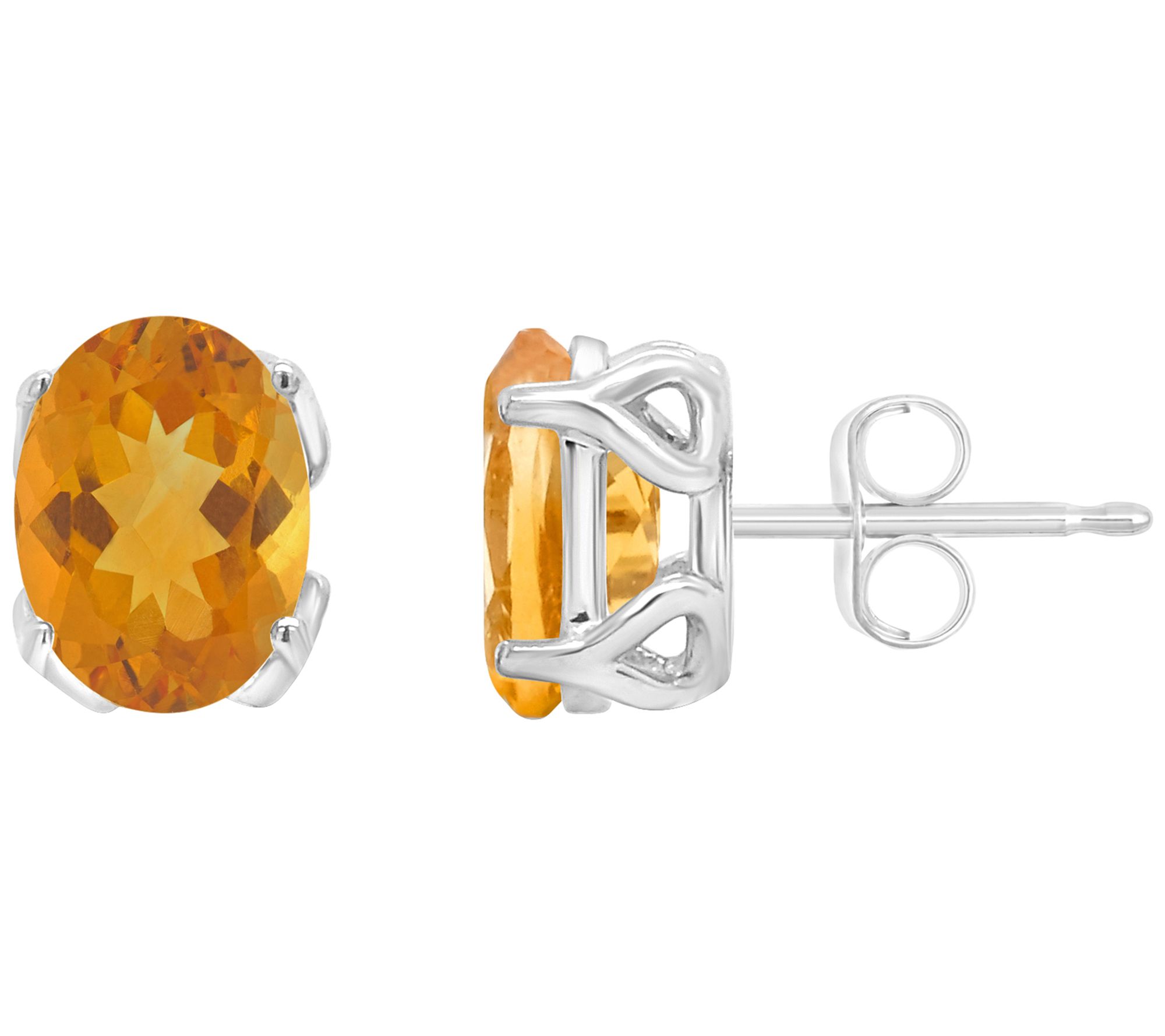 Sterling Silver Oval Gemstone Stud Earrings