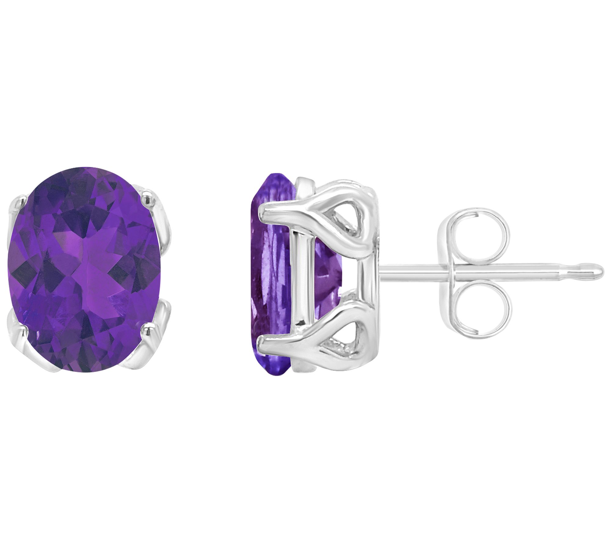Sterling Silver Oval Gemstone Stud Earrings