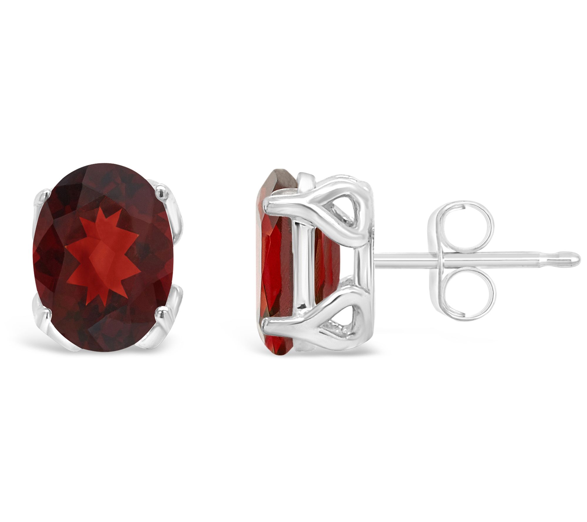 Sterling Silver Oval Gemstone Stud Earrings