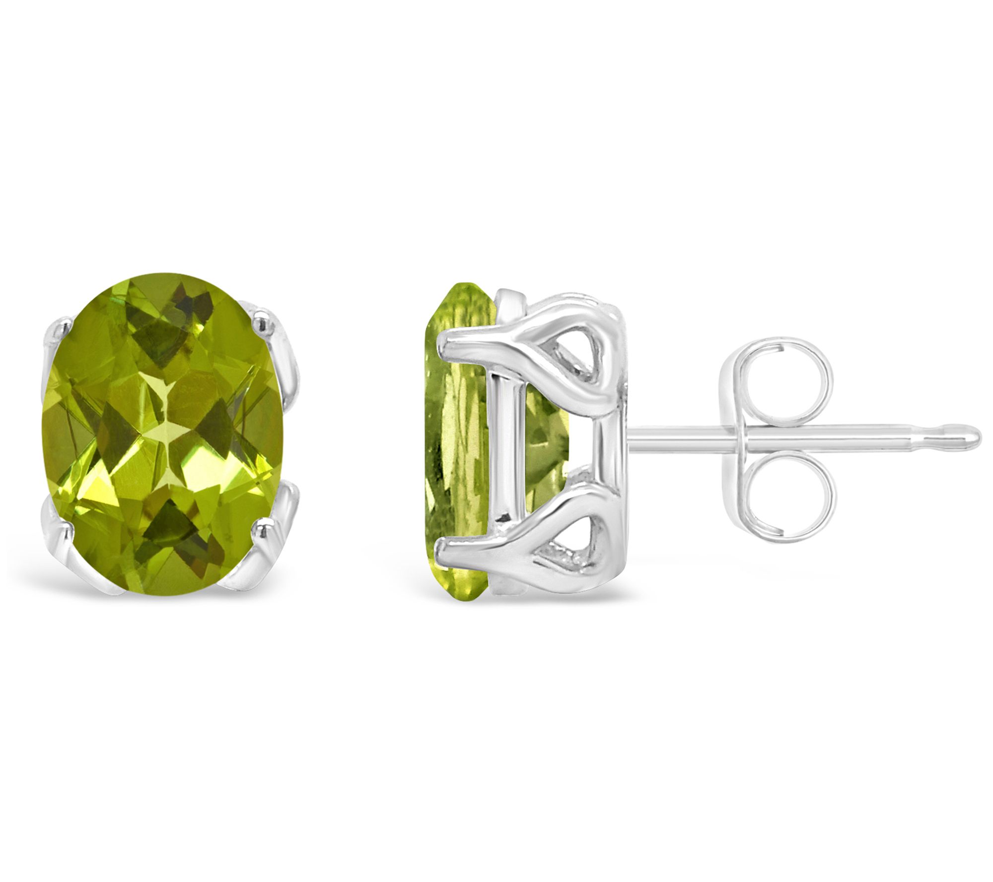 Sterling Silver Oval Gemstone Stud Earrings