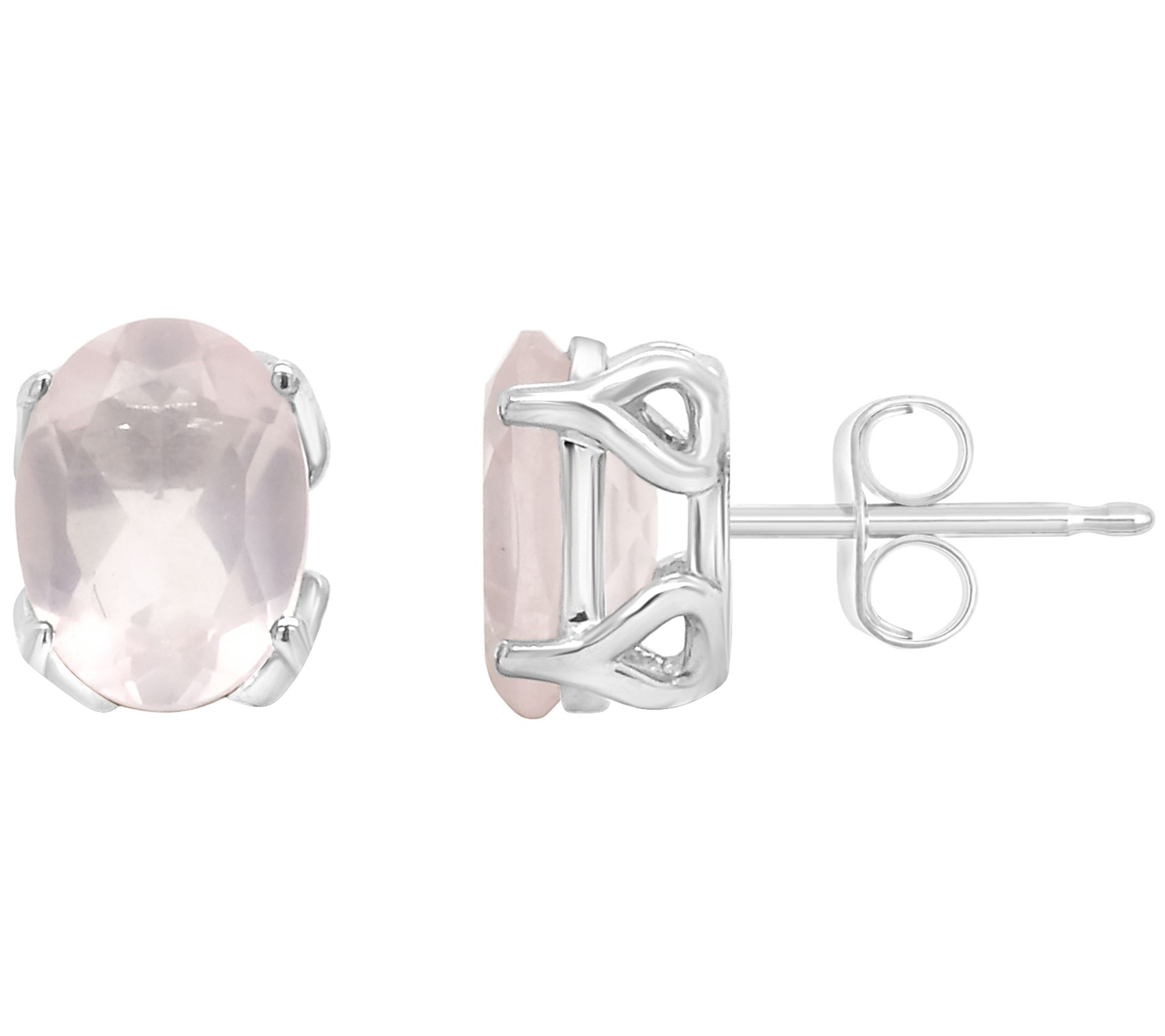 Sterling Silver Oval Gemstone Stud Earrings