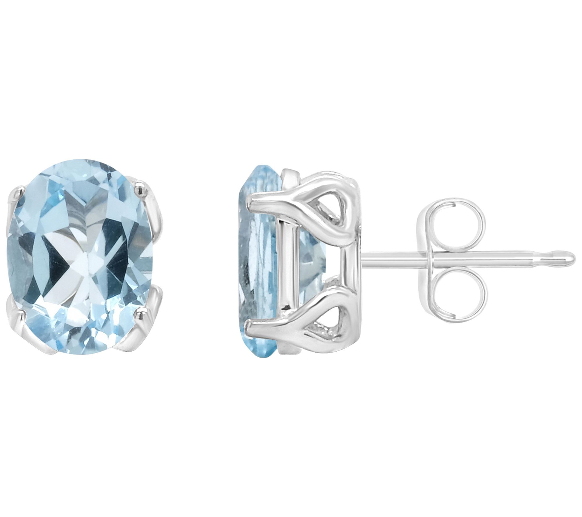 Sterling Silver Oval Gemstone Stud Earrings