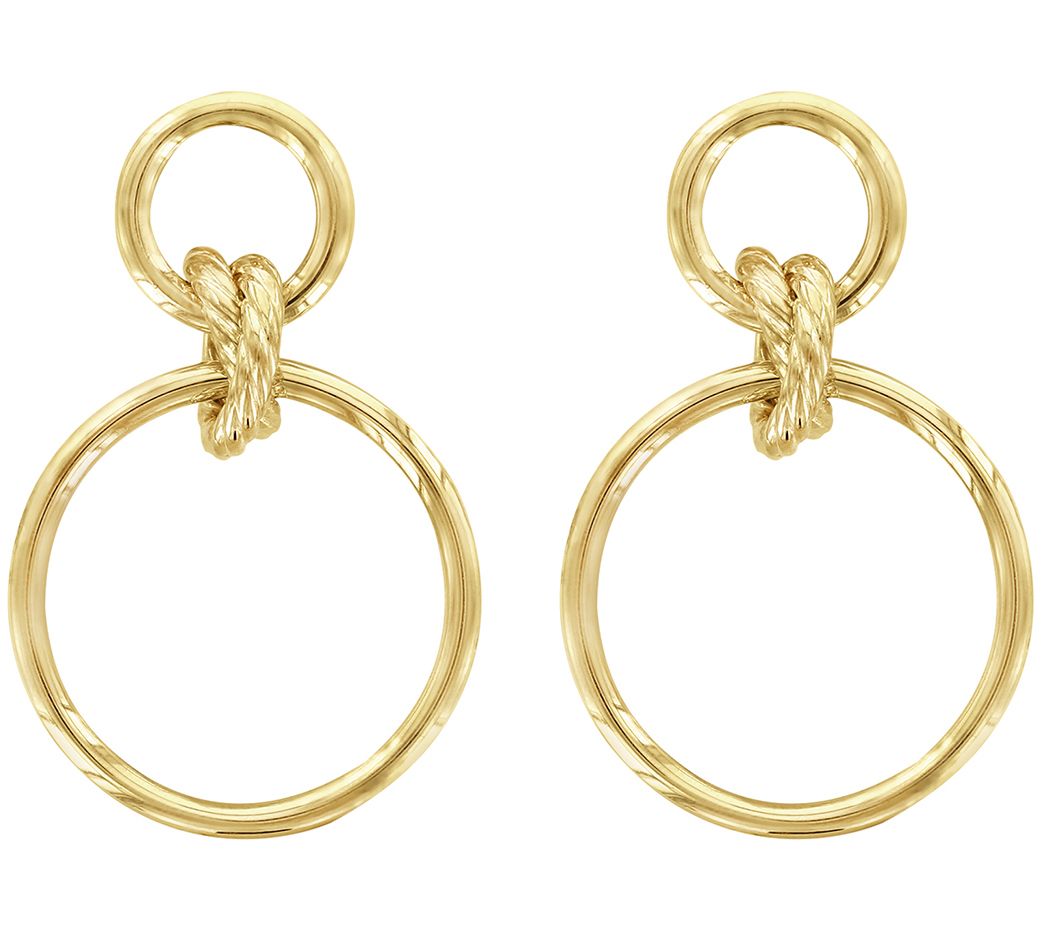 14K Gold Double Knotted Round Hoop Earrings - QVC.com