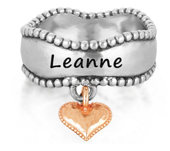 Or Paz Sterling Personalized Heart Charm Ring