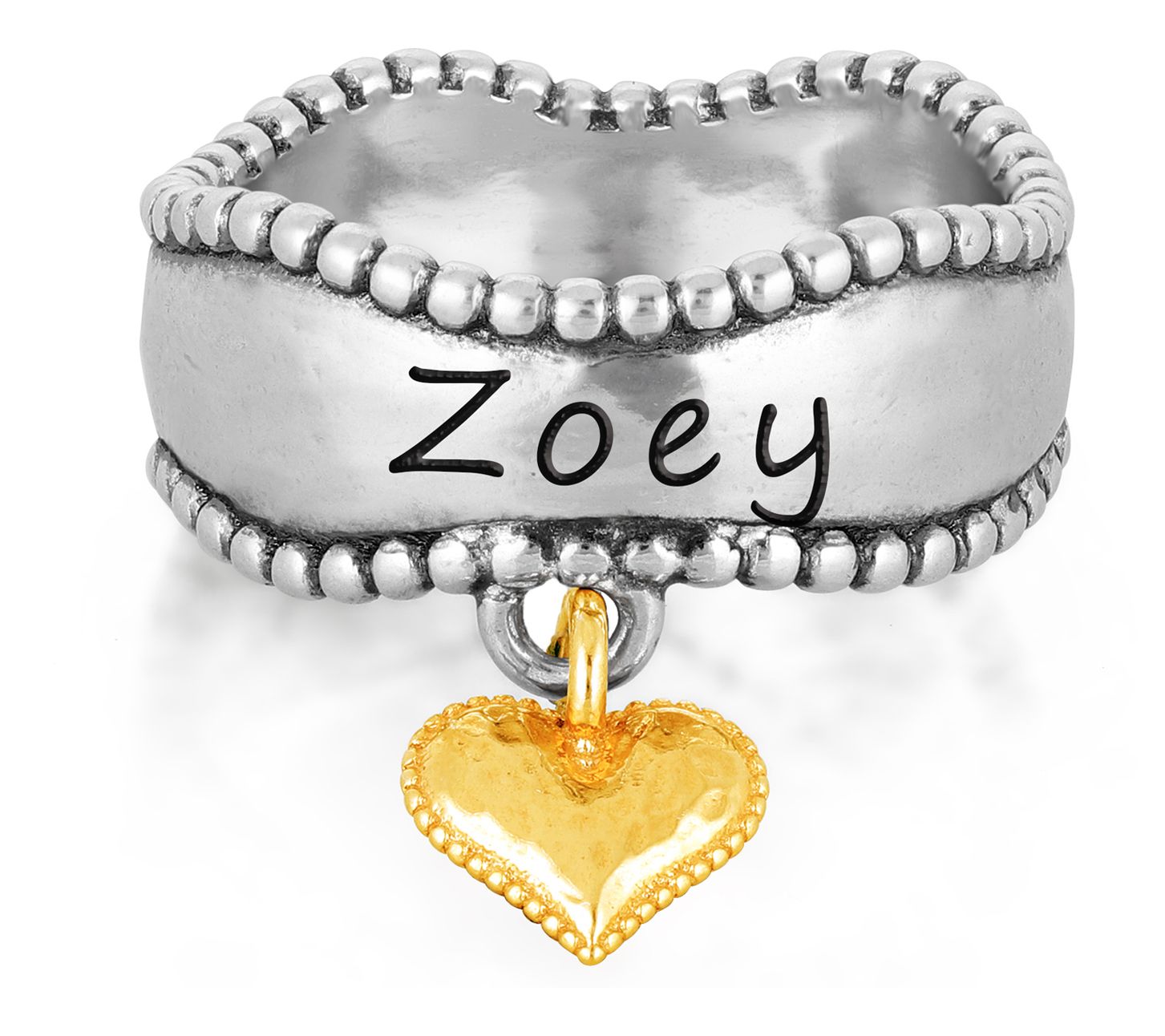 Or Paz Sterling Personalized Heart Charm Ring