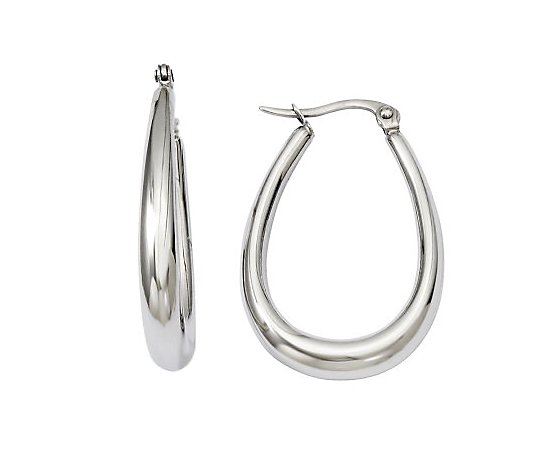 Steel by Design 1-1/4" Teardrop Hoop Earrings