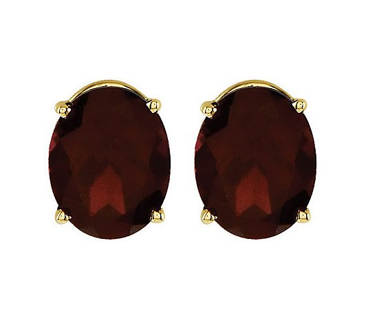 Oval Gemstone Stud Earrings, 14K Gold