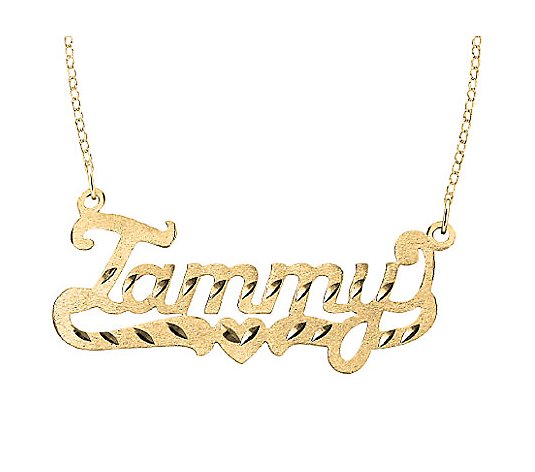 24K Yellow Gold-Plated Sterling Diamond-Cut Name Necklace