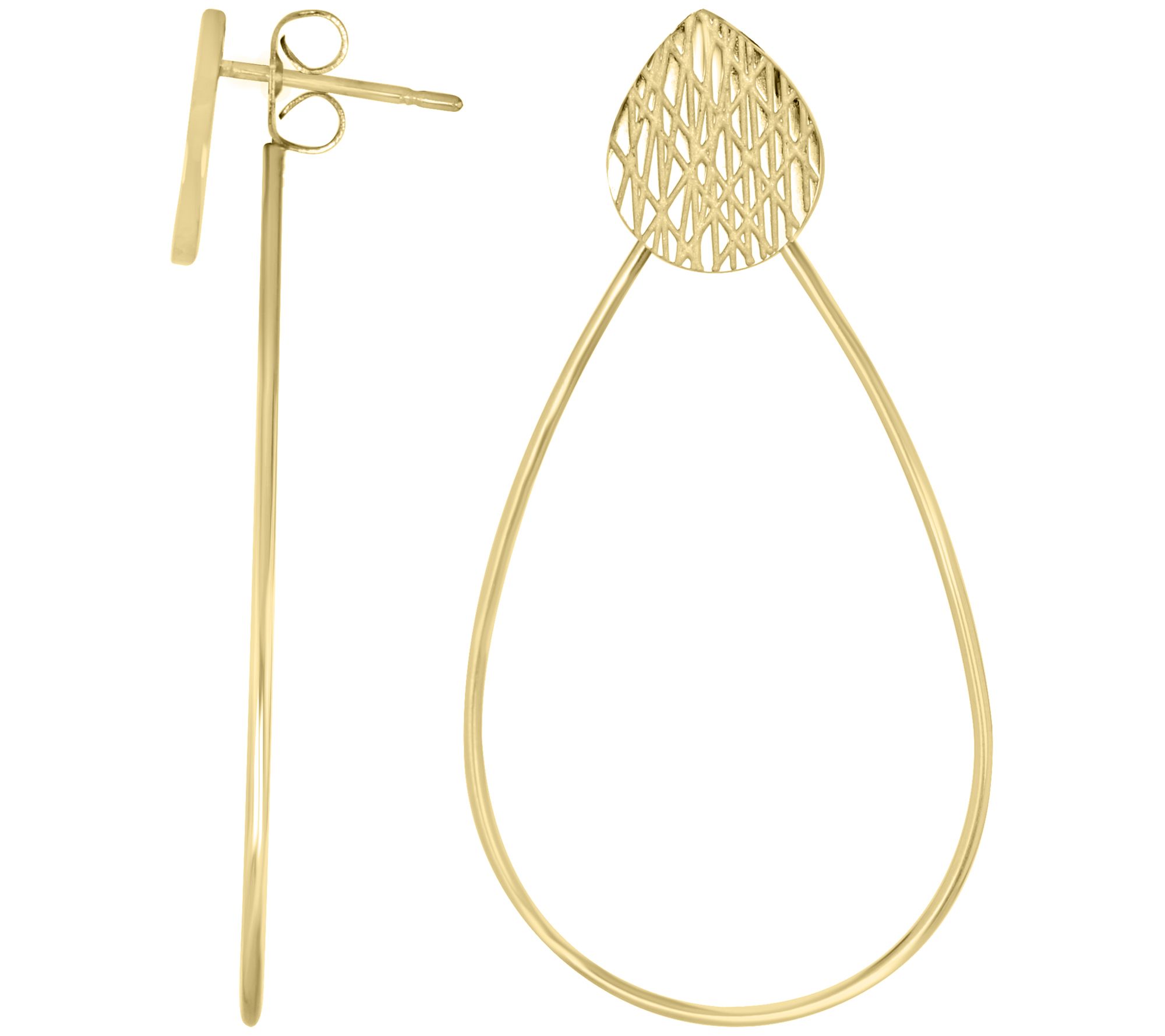 Steel by Design Wire Design Pear Shaped Hoop Ea rrings