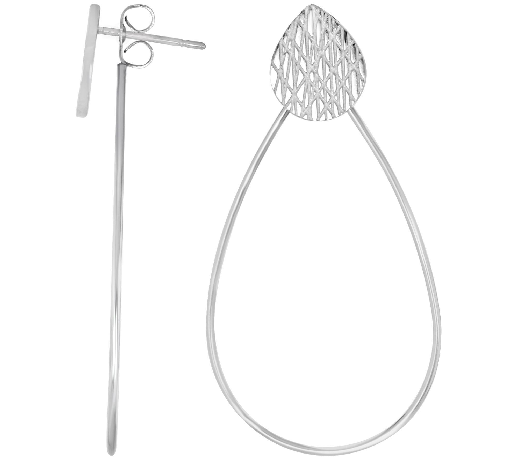 Steel by Design Wire Design Pear Shaped Hoop Ea rrings