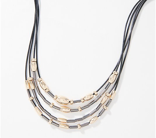 Attitudes by Renee 4 Strand Cord Necklace w/ Metal Polished Beads