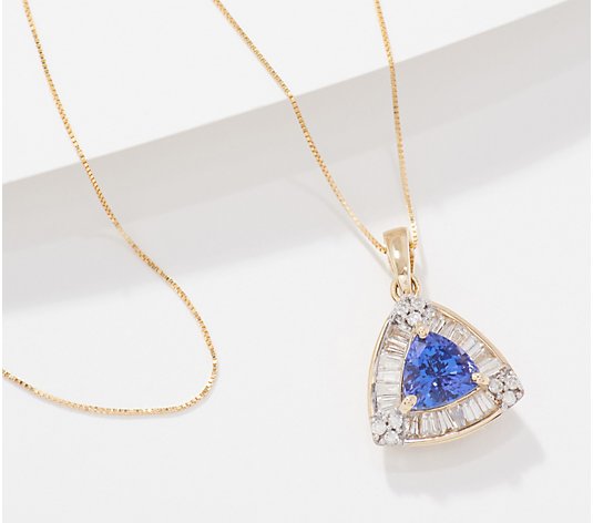 Affinity Gems Trillion Cut Tanzanite & Diamond Necklace, 14K