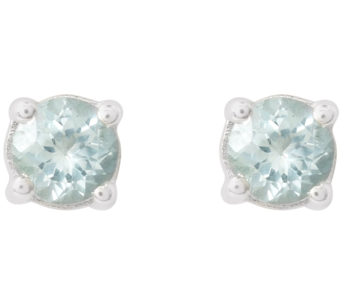 Sterling Silver Gemstone Blue Topaz Stud EarrinWith Rhodium