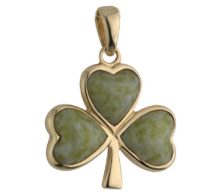 Solvar 14K Gold Connemara Marble Shamrock Pendant