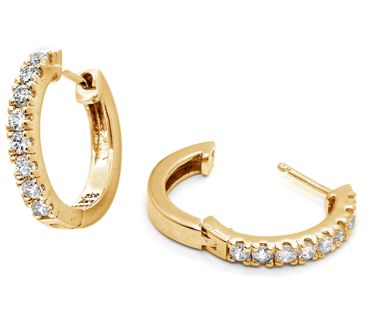 Diamonique Hoop Earrings, Sterling Silver