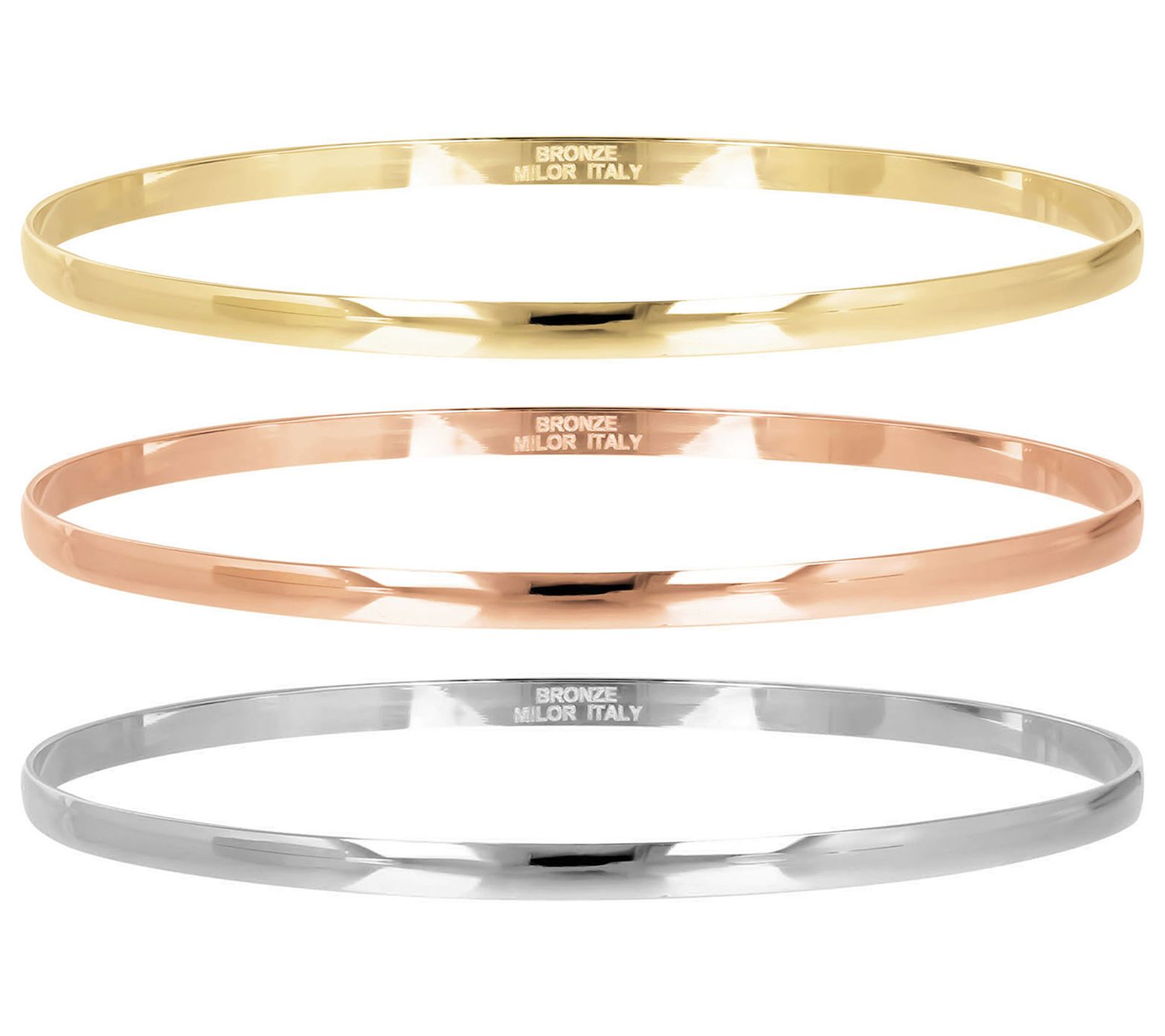 Bronzo Italia Set of 3 Polished Bangles