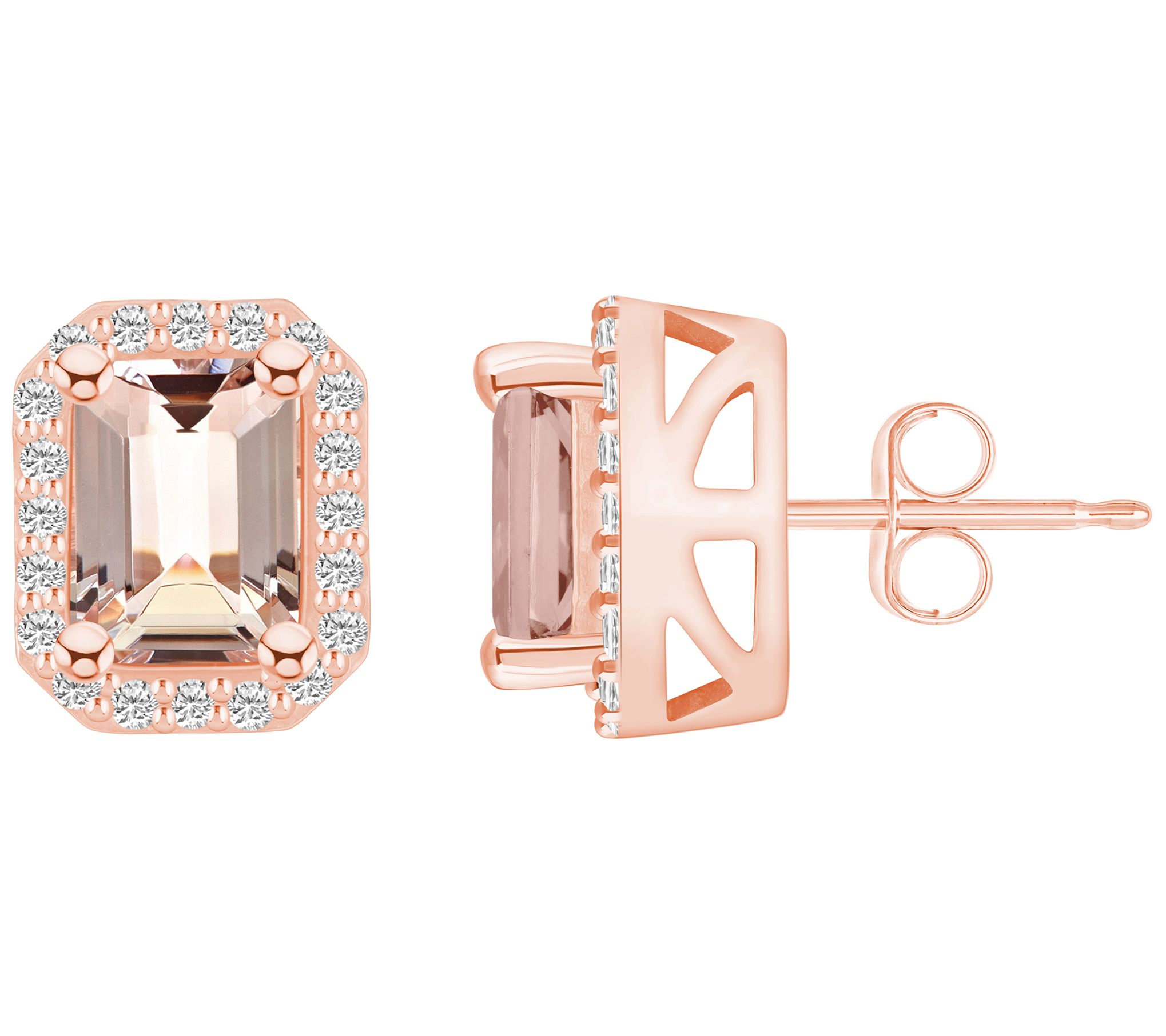 Affinity Gems 14K 2.80 cttw Morganite 0.40 cttw Diamond Studs