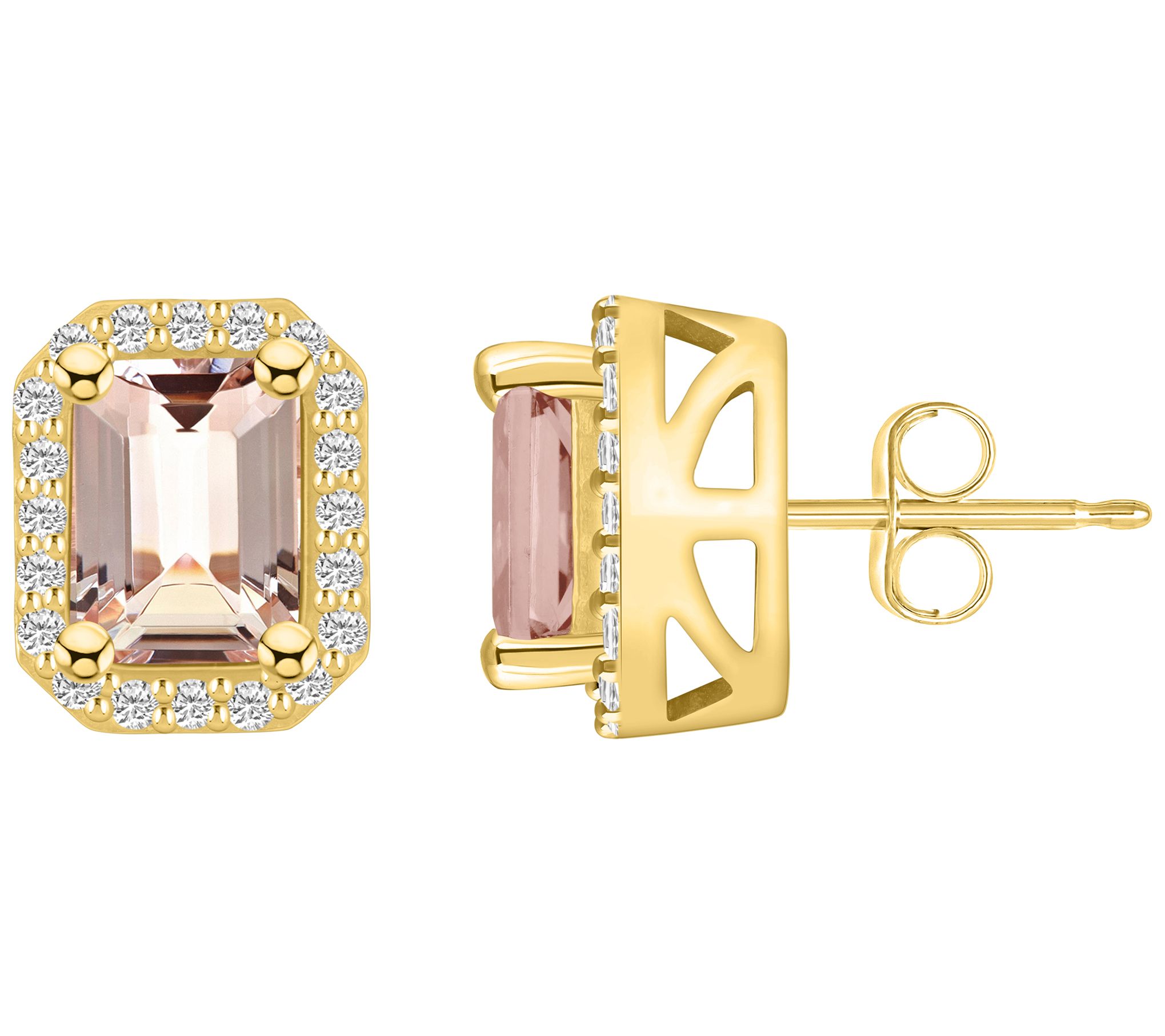 Affinity Gems 14K 2.80 cttw Morganite 0.40 cttw Diamond Studs