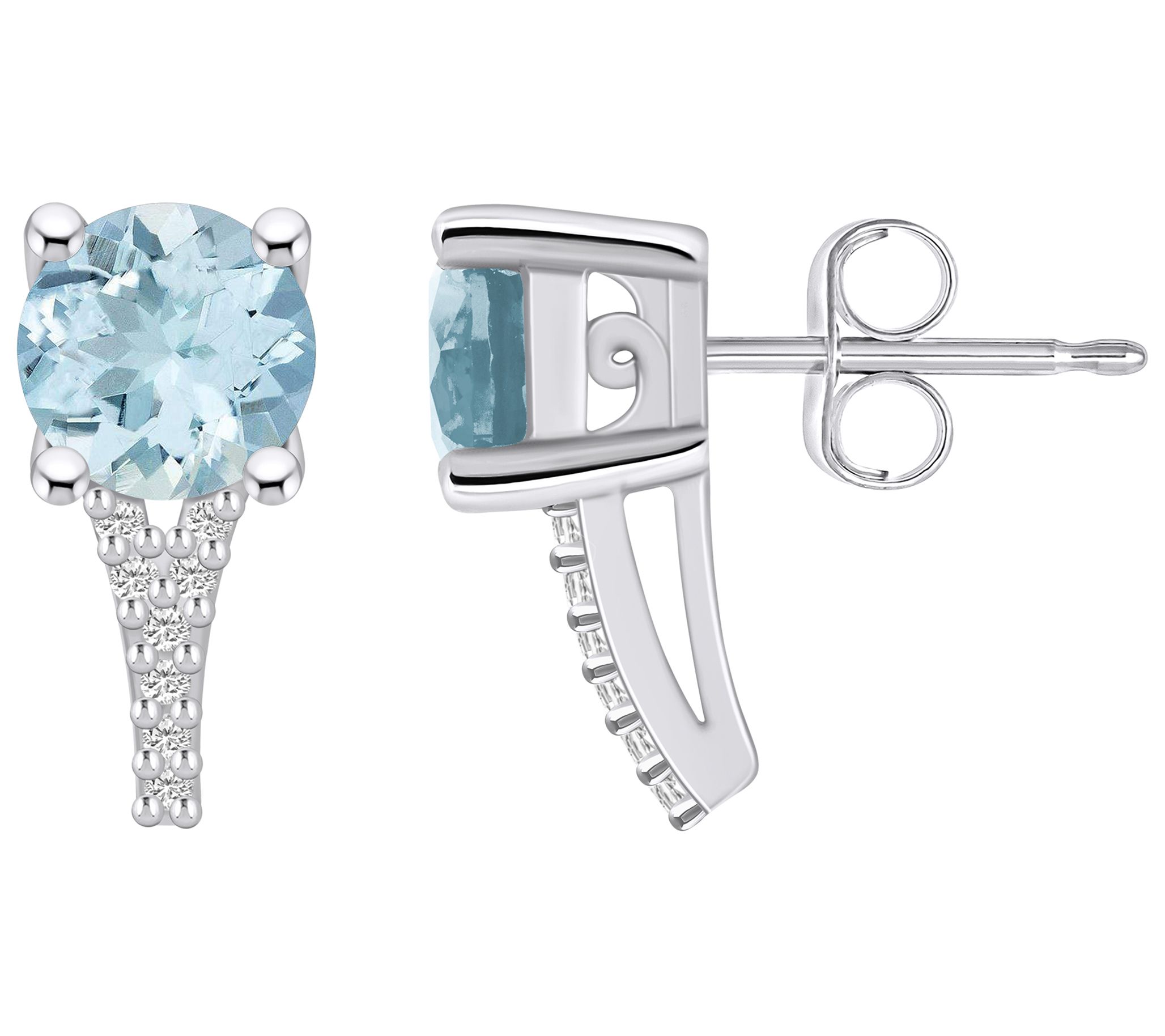 Affinity Gems 14K 1.50 cttw Aquamarine Diamondccent Studs