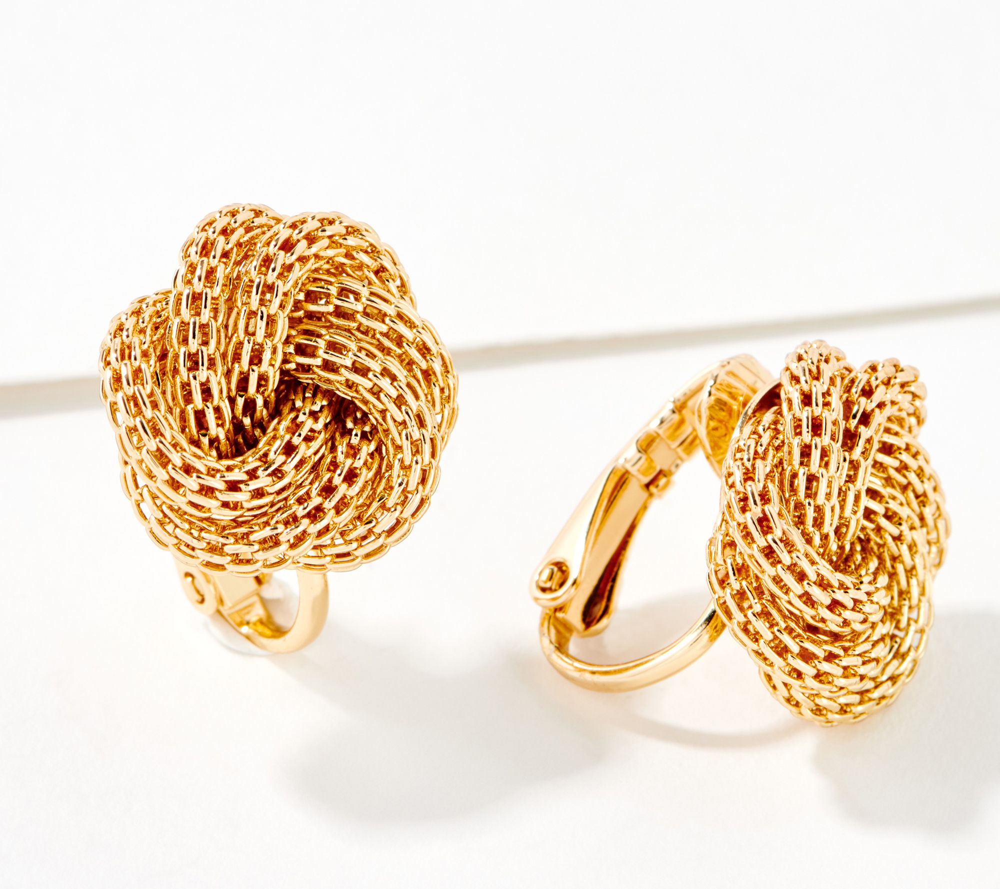 Denim & Co. Mesh Knot Stud Earrings, Clip On